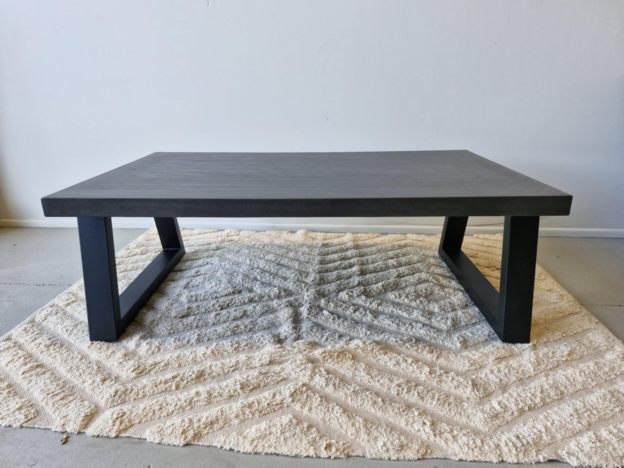 1.3m Rectangular Ebony Black COFFEE TABLE|Black powder Coated Legs - www.elkstone.com.au