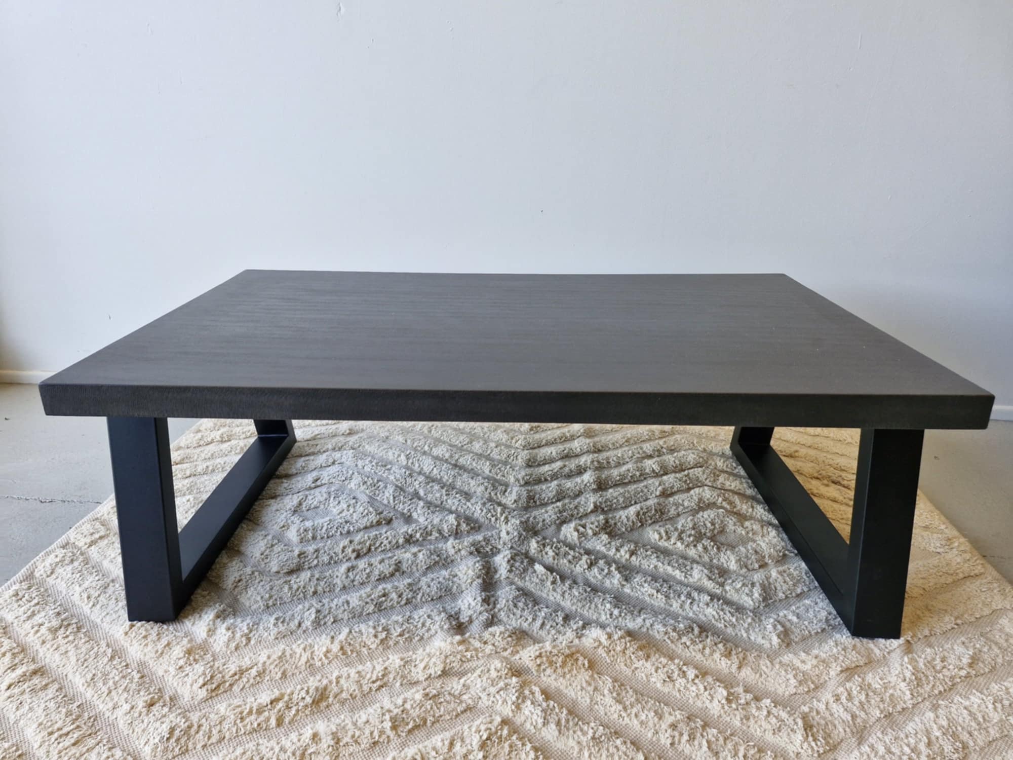 1.3m Rectangular Ebony Black COFFEE TABLE|Black powder Coated Legs - www.elkstone.com.au