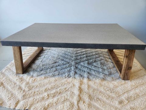 1.3m COFFEE TABLE Rectangular| Speckled Grey with Light Honey Legs - www.elkstone.com.au