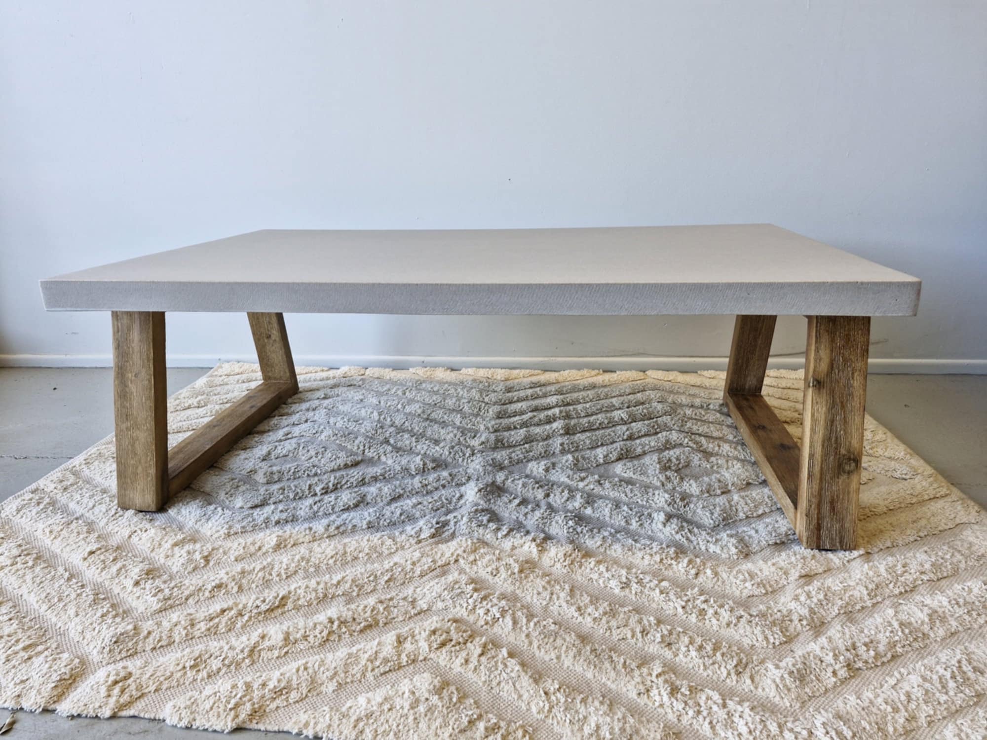 1.3m Rectangular COFFEE TABLE | Beach with Light Honey legs - www.elkstone.com.au