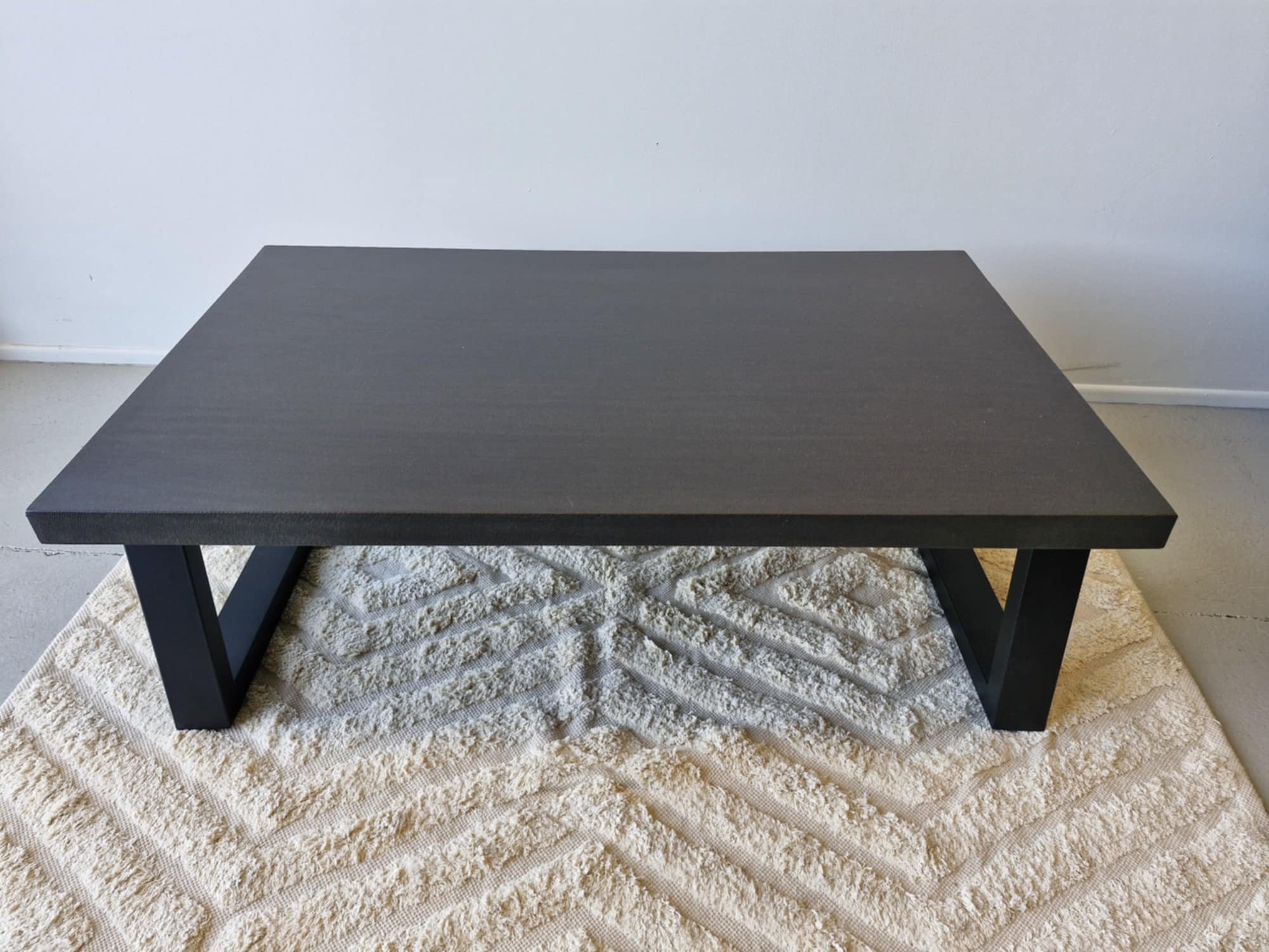 1.3m Rectangular Ebony Black COFFEE TABLE|Black powder Coated Legs - www.elkstone.com.au