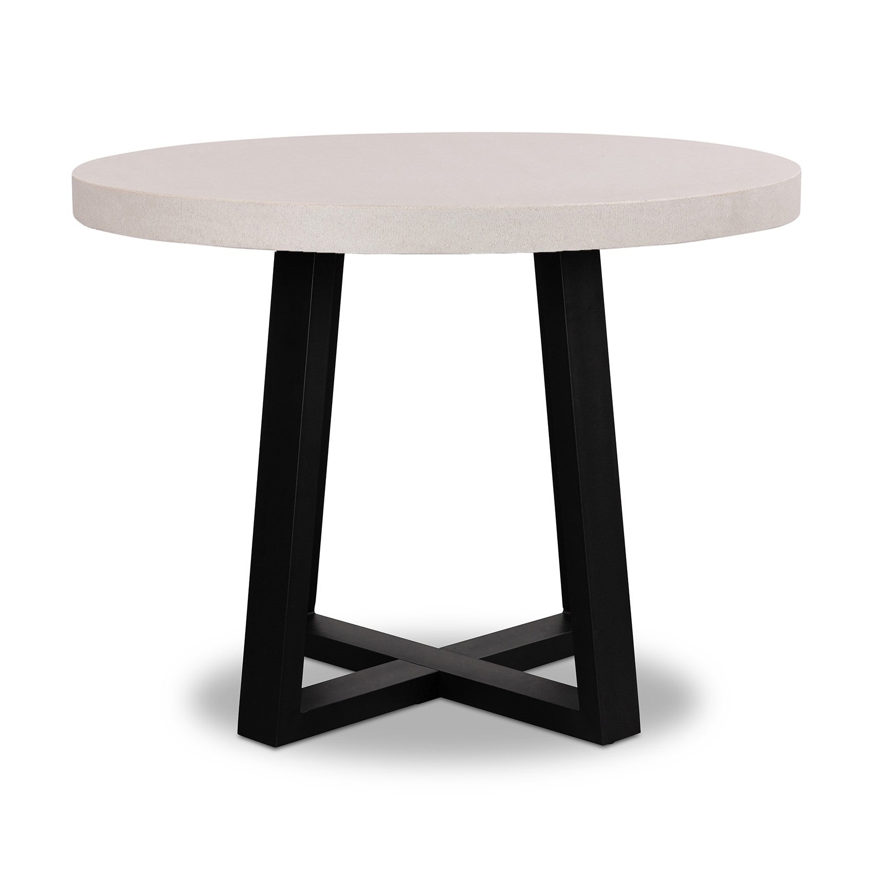 1.2m Alta Round Dining Table | Beach with Matte Black Powder Coated Legs - www.elkstone.com.au