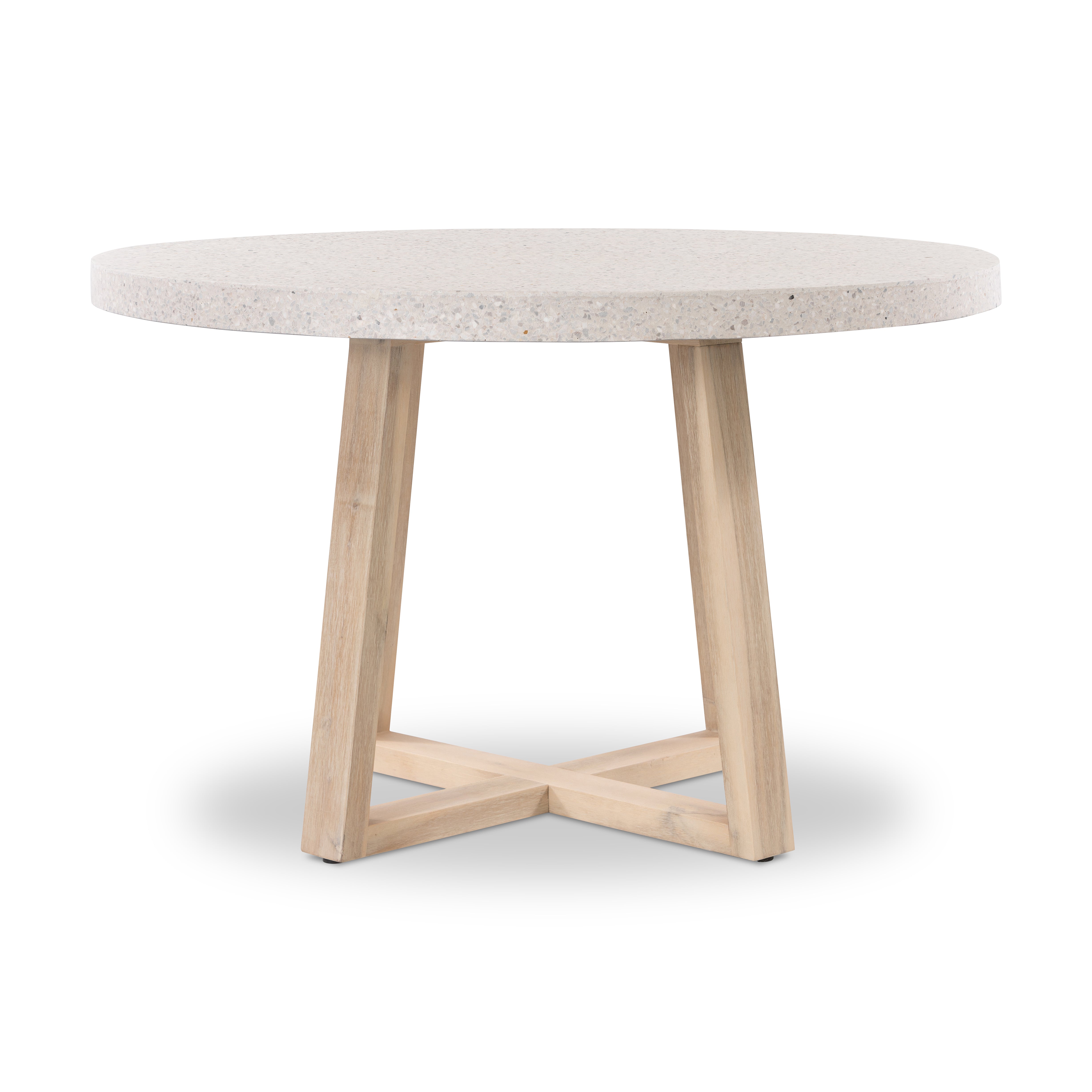 1.0m eTerrazzo Round Dining Table | eTarrazzo - Ivory Coast with Ivory Coast Acacia Legs - www.elkstone.com.au
