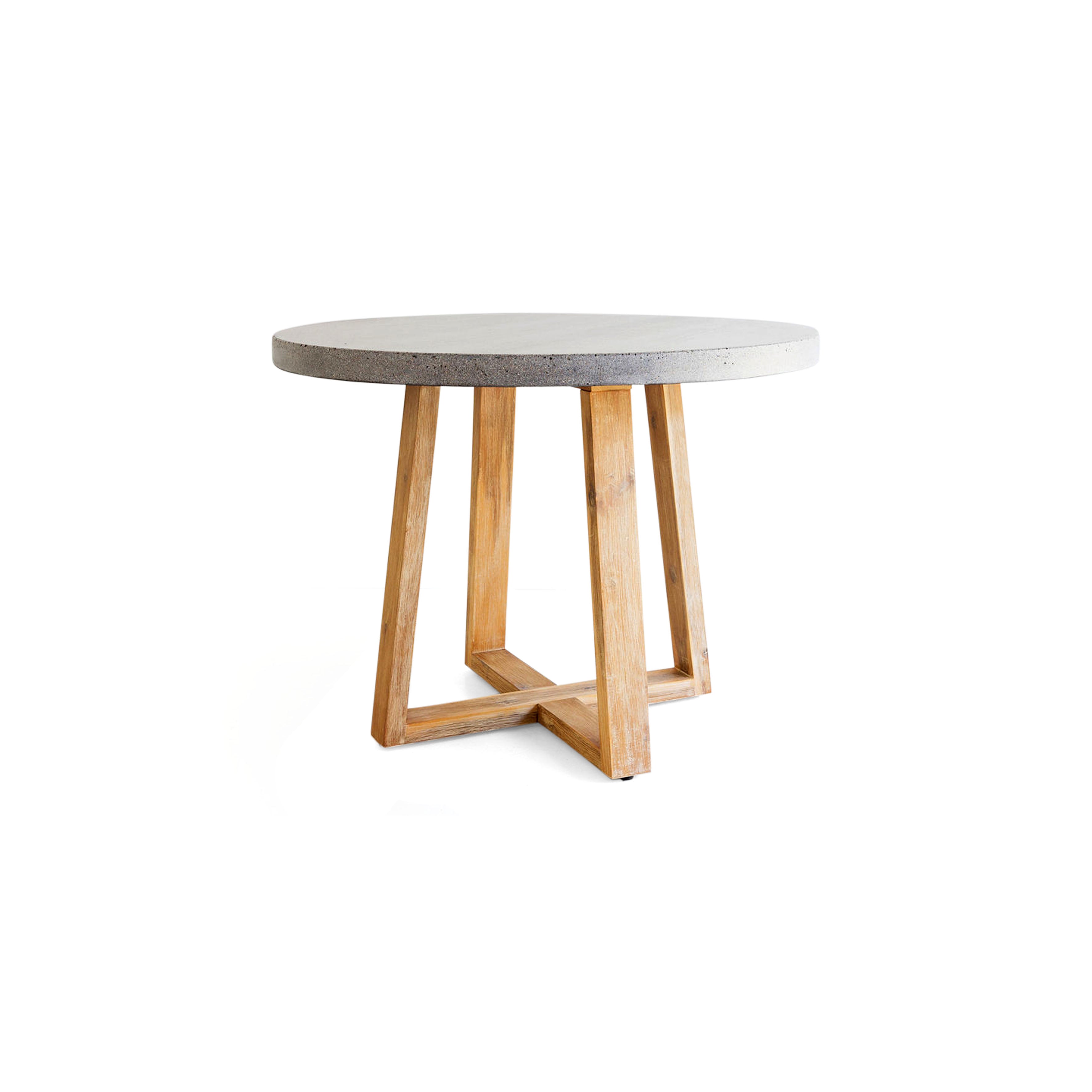 Alta Round Dining Table | with Light Honey Acacia /Black Powder Coated legs - www.elkstone.com.au