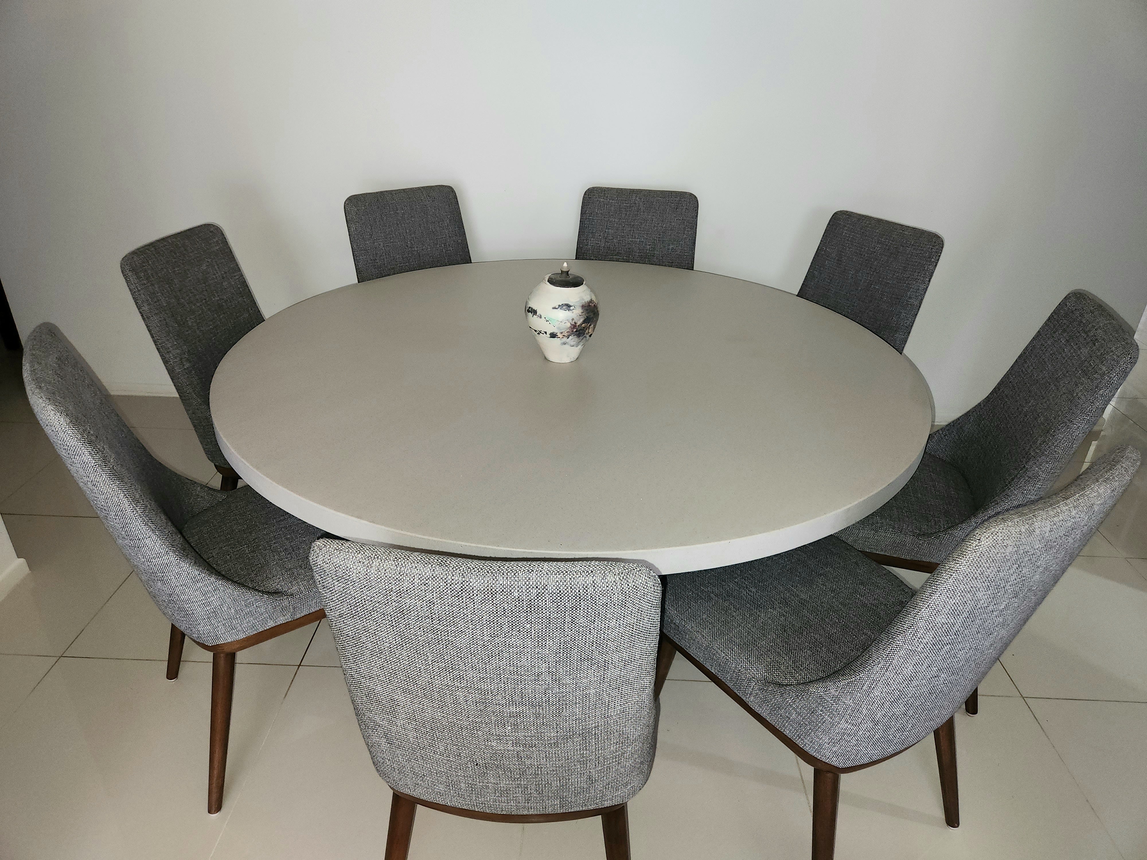 1.6m Avalon Round Dining Table | Beach with Black Powder Coated Cone Base - www.elkstone.com.au