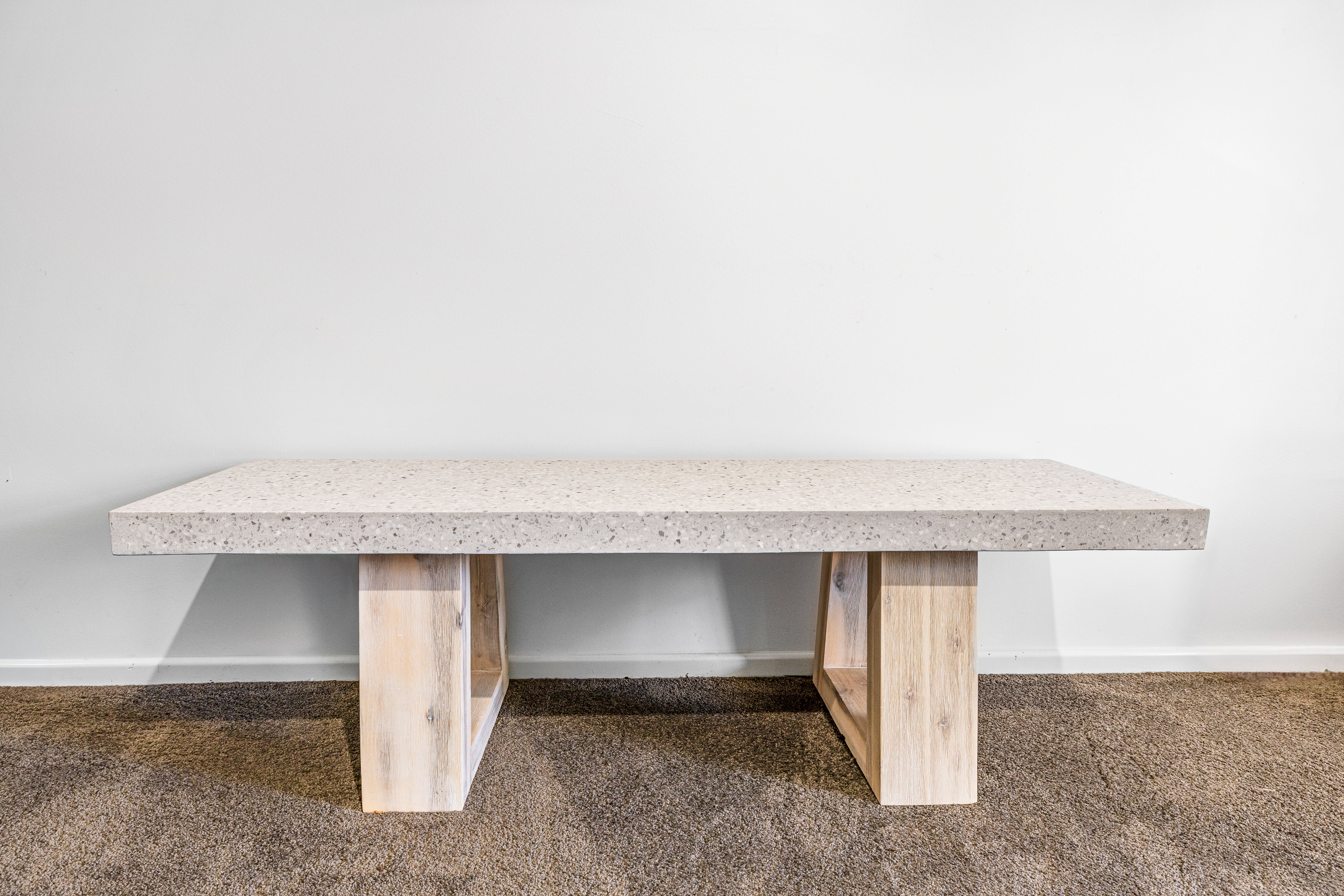 1.85m eTerrazzo Bench Seat| Ivory Coast with wide Ivory wash legs - www.elkstone.com.au