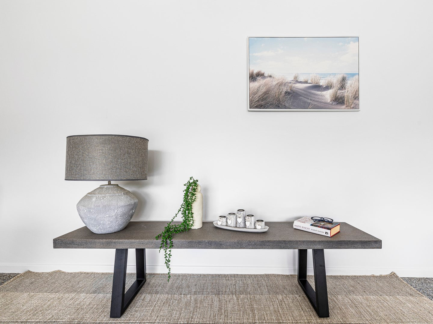 1.65 Sierra Rectangular Coffee Table| Speckled grey with Black Powder Coated legs - www.elkstone.com.au