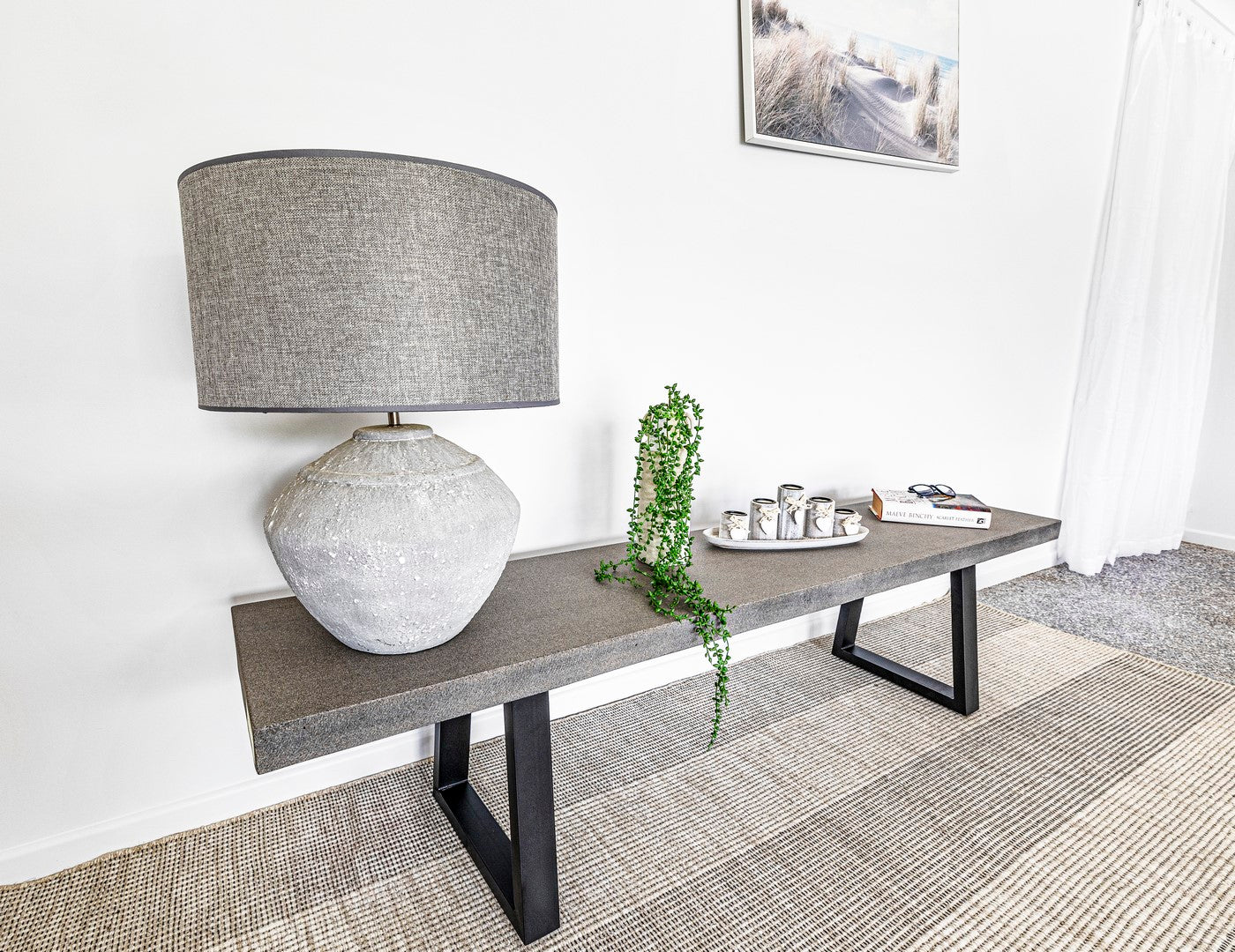 1.65 Sierra Rectangular Coffee Table| Speckled grey with Black Powder Coated legs - www.elkstone.com.au