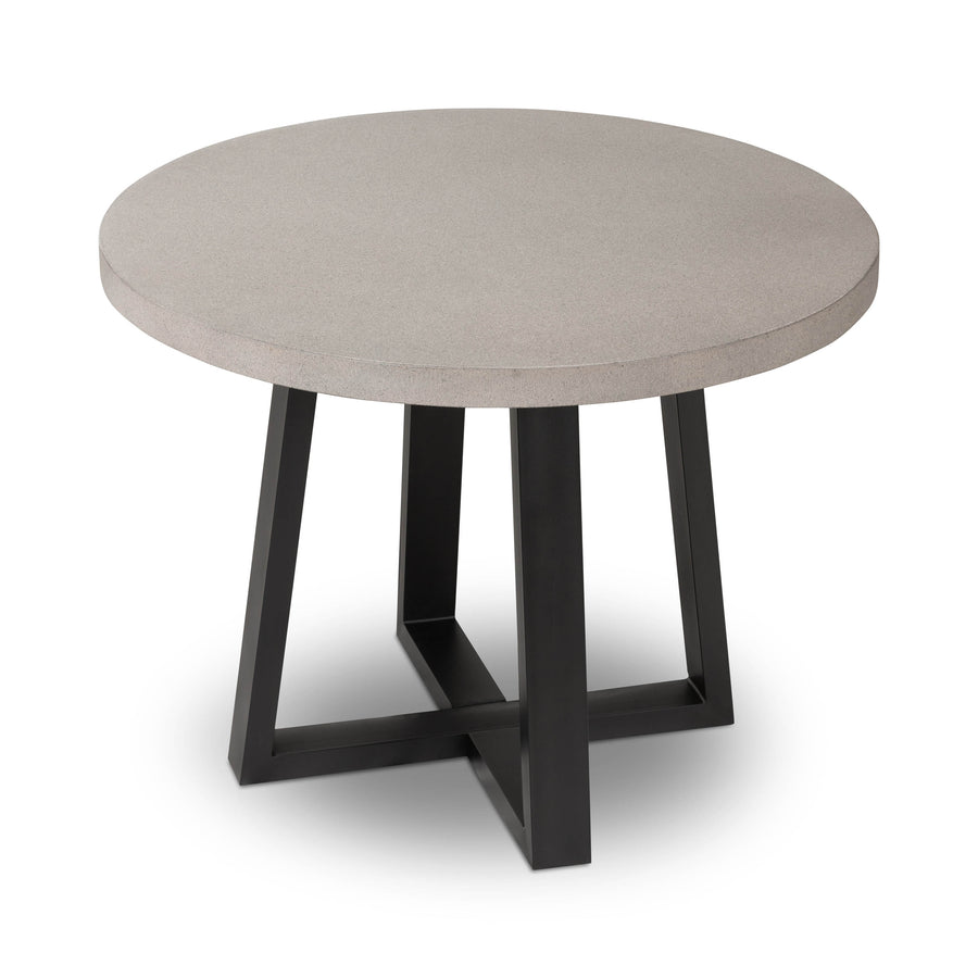 1.0m Alta Round Dining Table | Speckled Grey with Black Metal Legs - www.elkstone.com.au