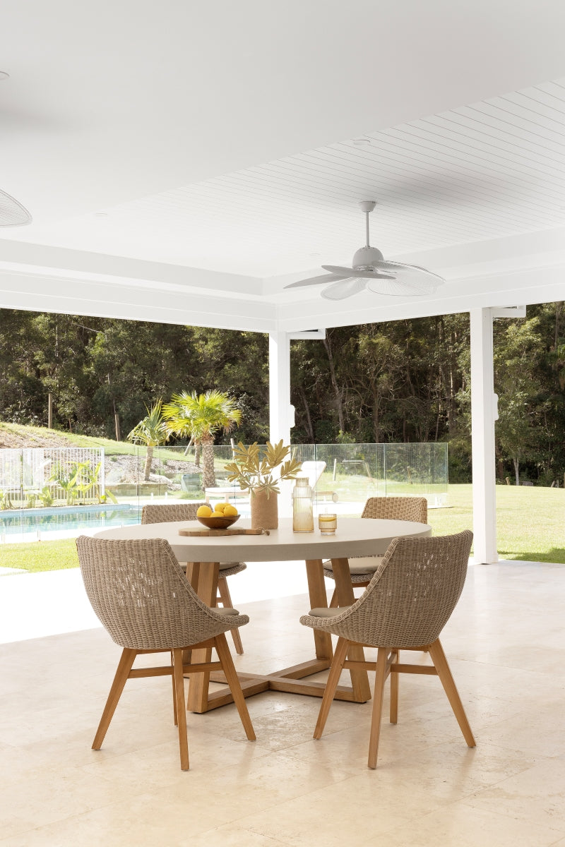 Cottesloe Outdoor Dining Chair - Mushroom Cord with Teak Frame- set of 2 - www.elkstone.com.au