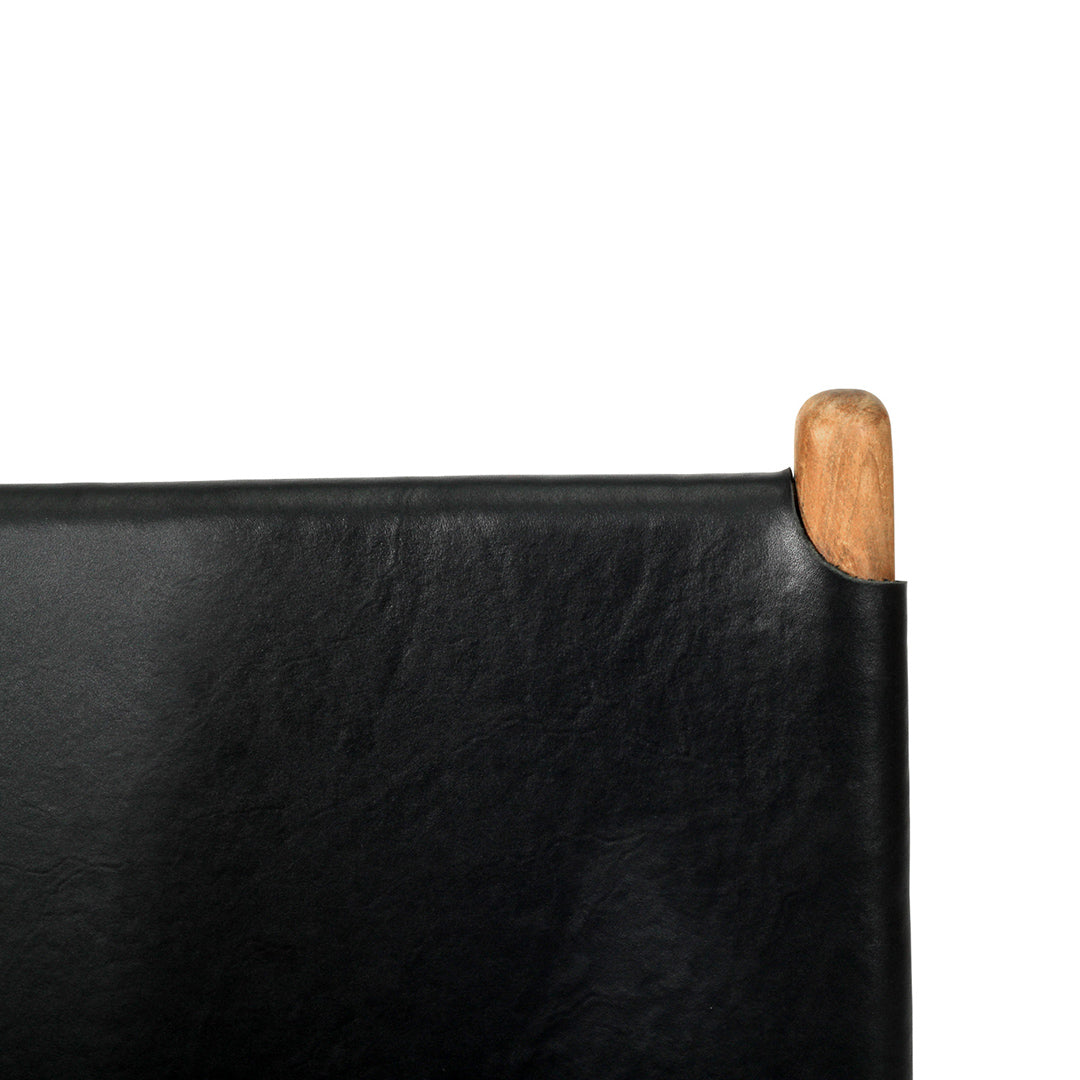 Witta Flat Leather Dining Chair Tan with Teak Frame - www.elkstone.com.au