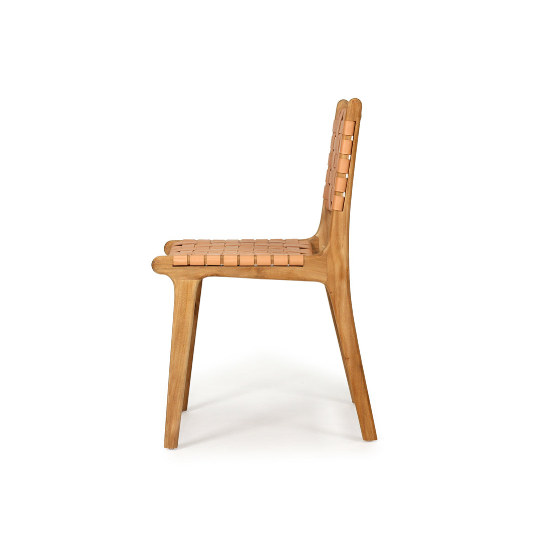 Witta Woven Natural Leather with Teak Frame - www.elkstone.com.au