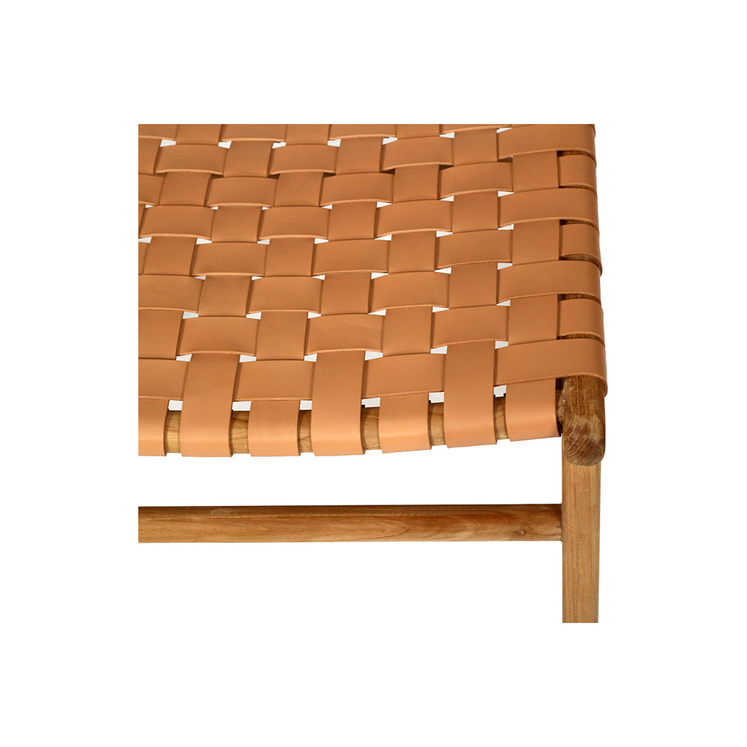 Witta Woven Natural Leather with Teak Frame - www.elkstone.com.au