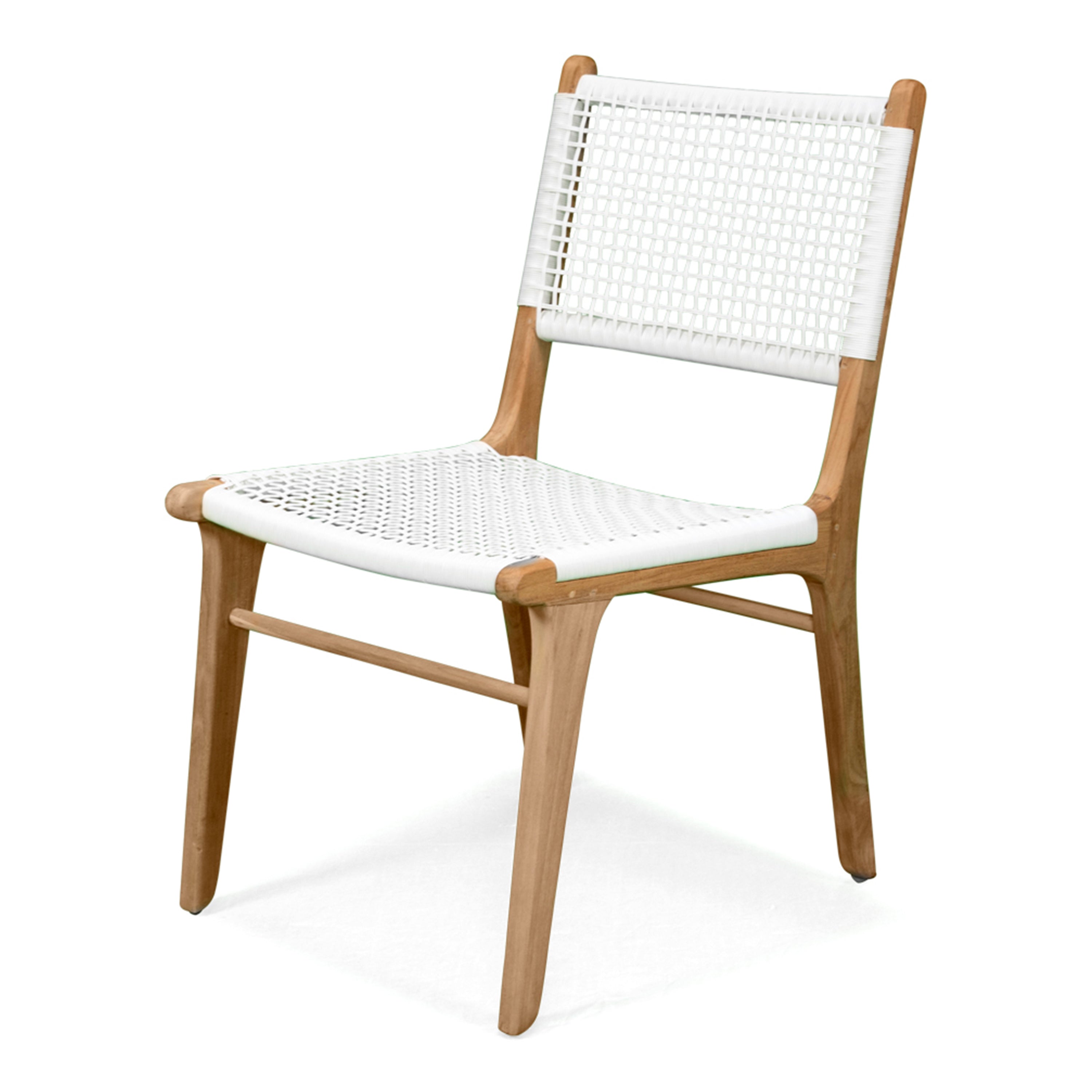 Stradbroke Dining Chair| White Cord and Teak Wood Legs - www.elkstone.com.au