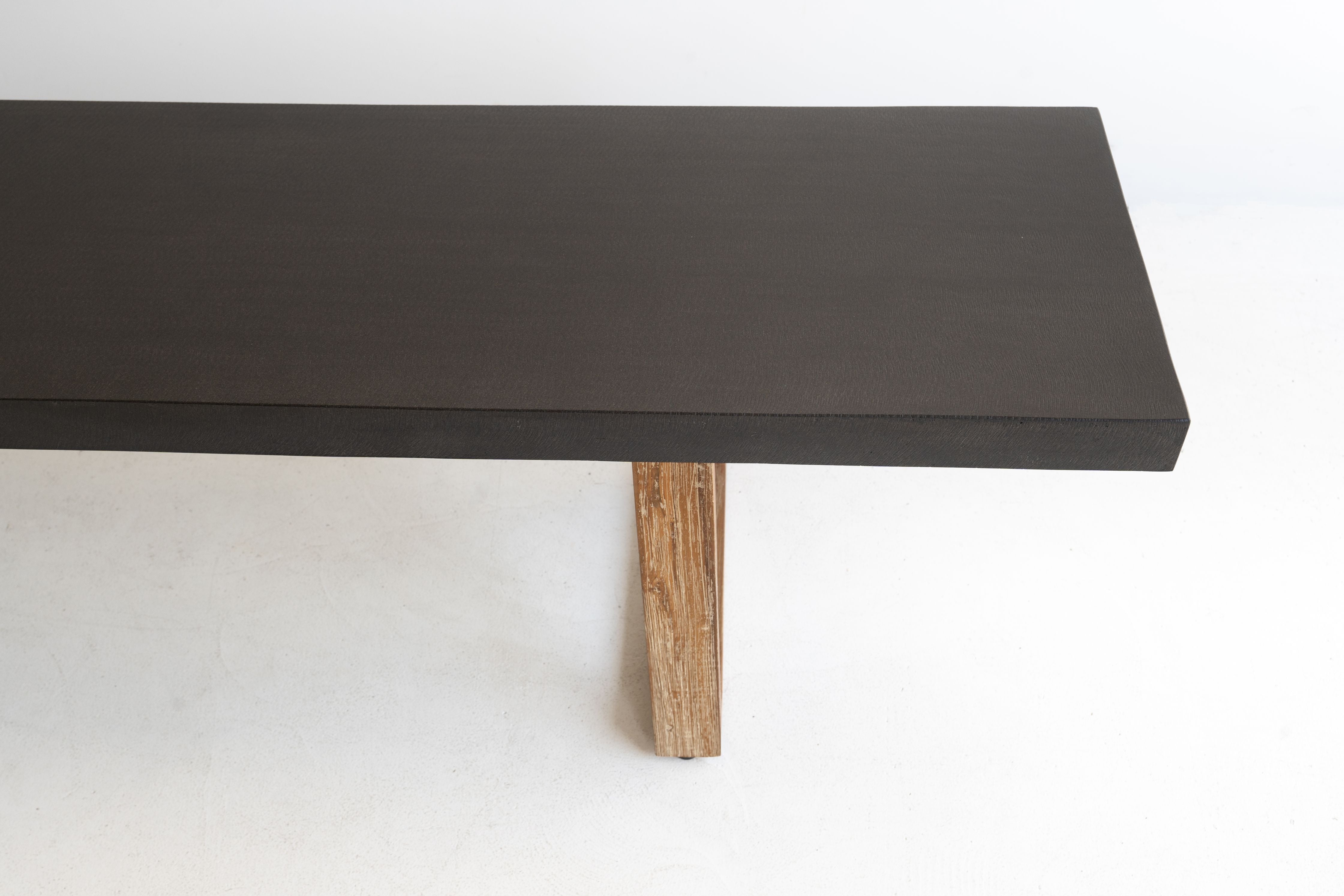 1.45cm Sierra Bench Seat | Ebony Black with Light Honey Acaia Legs - www.elkstone.com.au