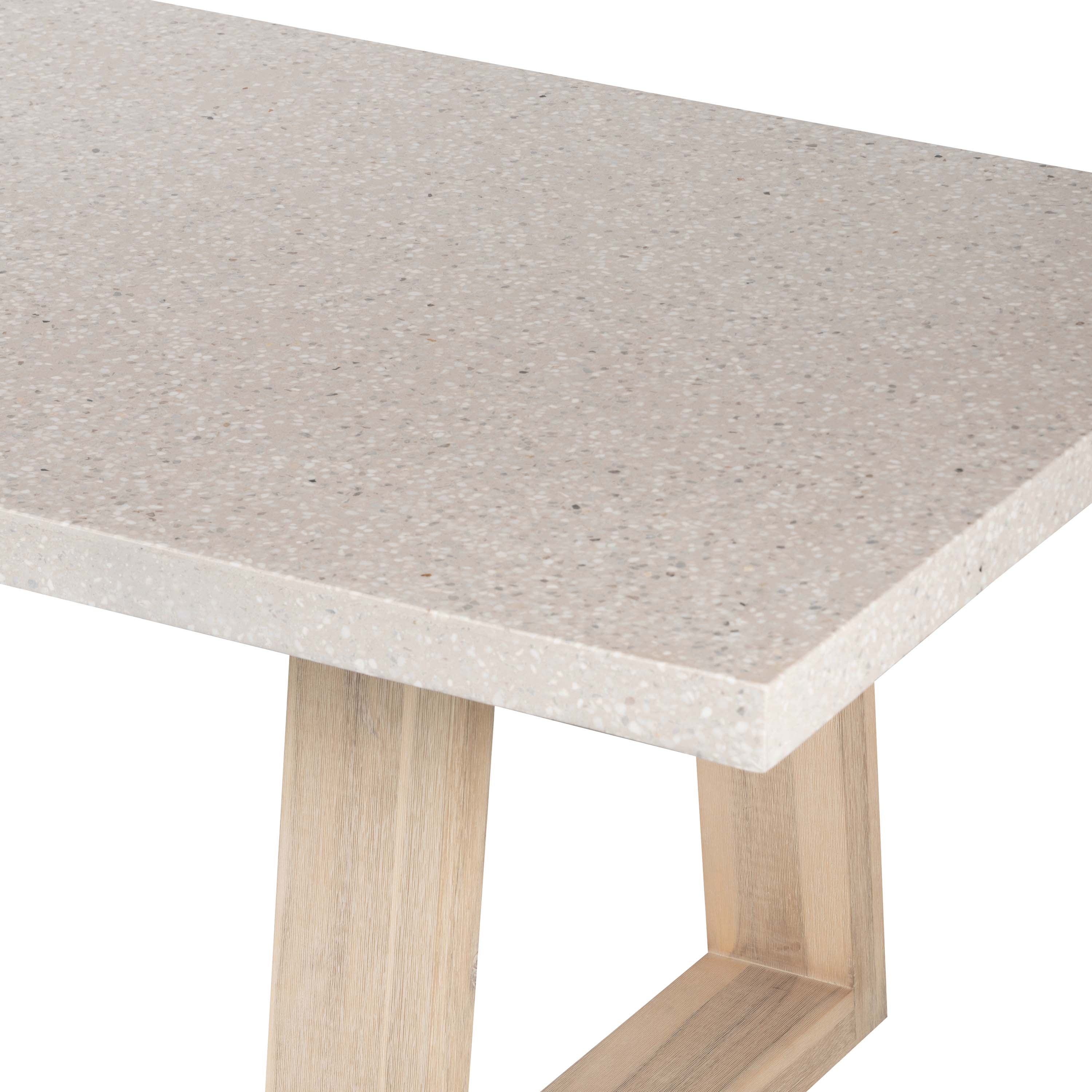 2.4m eTerrazzo Rectangular Dining Table | Ivory Coast with Wide Ivory Wash Legs - www.elkstone.com.au