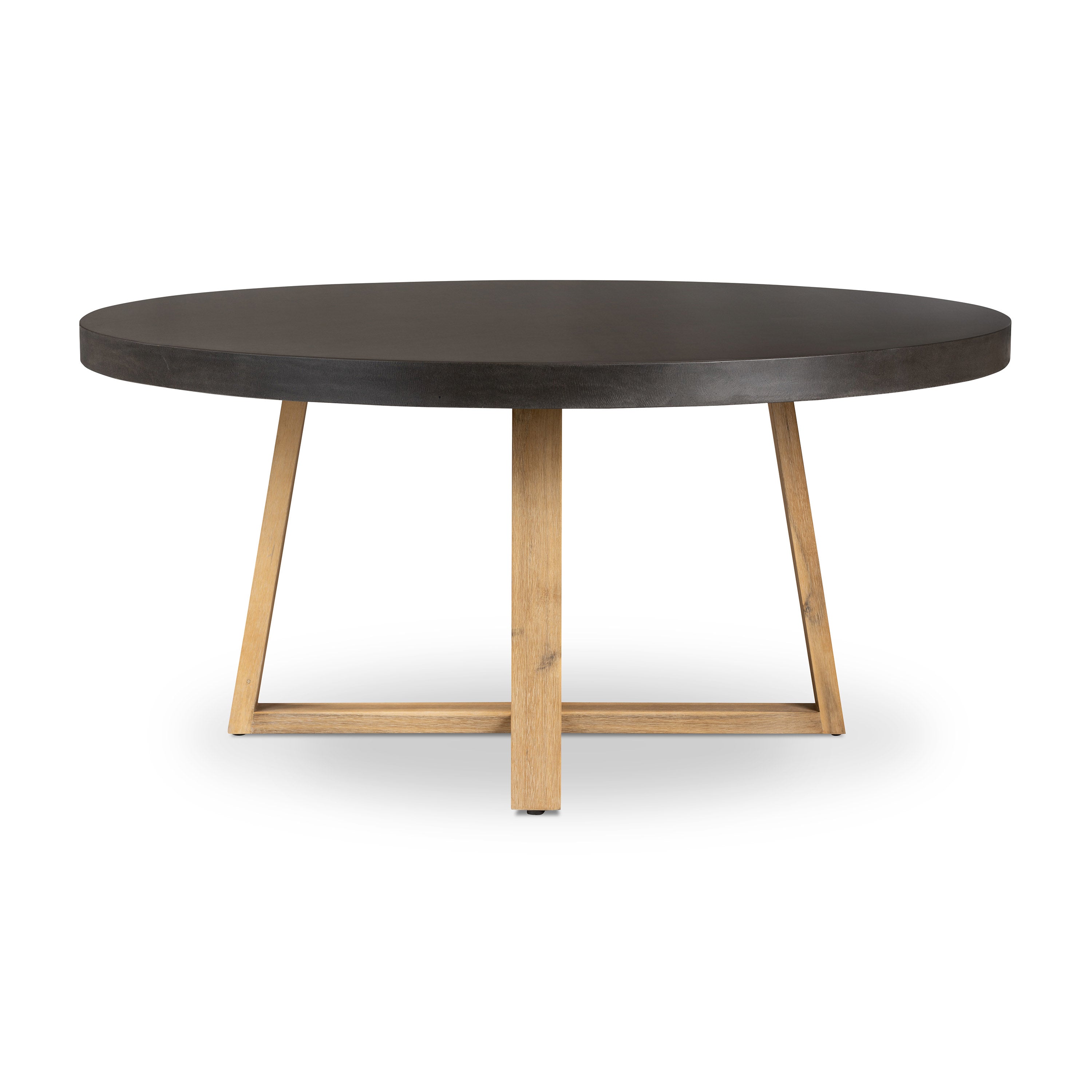 1.6m Alta Round Dining Table | Ebony Black with Light Honey Acacia Wood Legs - www.elkstone.com.au