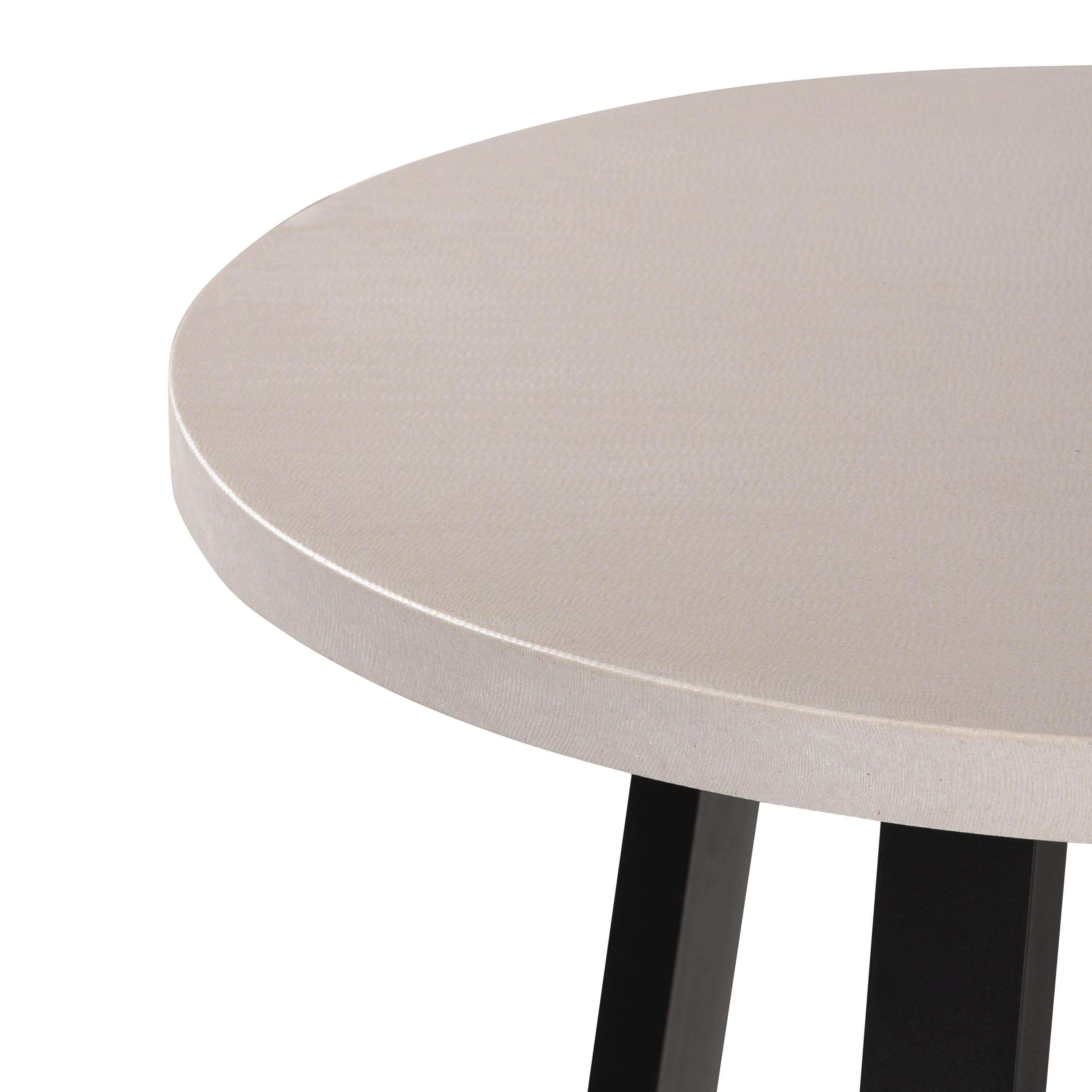 1.0m Alta Round Dining Table | Beach with Black Metal Legs - www.elkstone.com.au