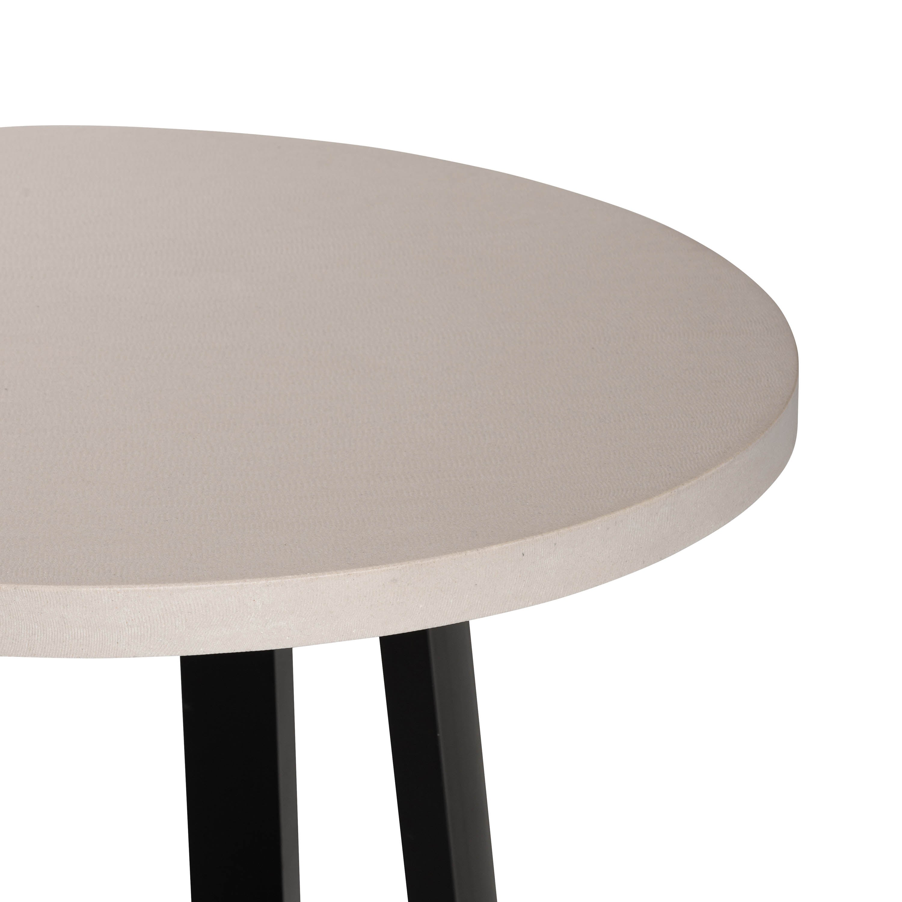 1.0m Alta Round Dining Table | Beach with Black Metal Legs - www.elkstone.com.au