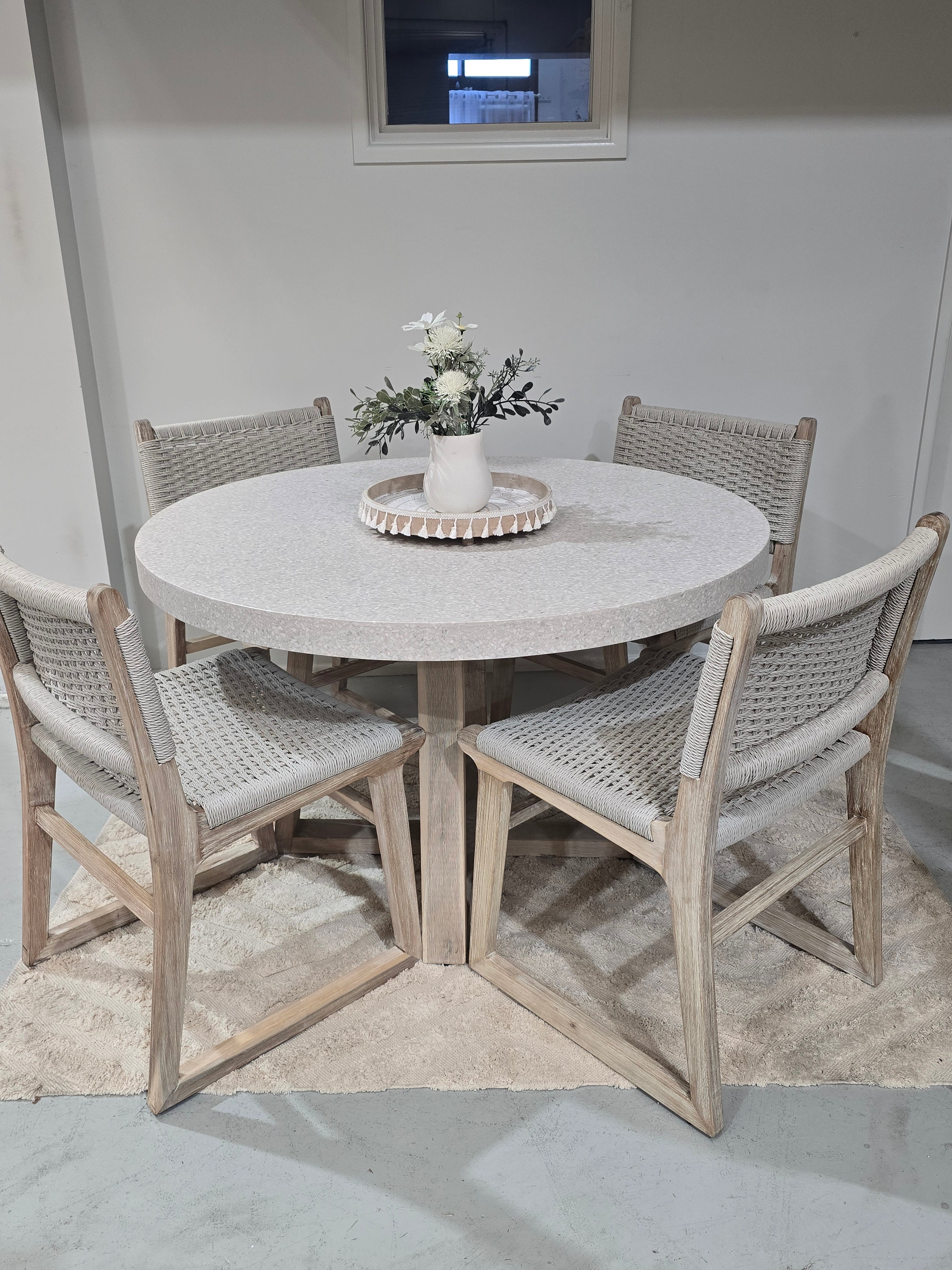 Sachelle Almond wicker dining chair with acacia timber ivory wash legs| indoor/ outdoor - www.elkstone.com.au