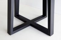 1.2 Ebony Black Alta Round Dining Table with Black Powder Coated metal legs- 4 Chairs - www.elkstone.com.au