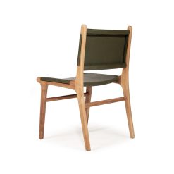 Witta Flat Leather Dining Chair| Olive Leather with Teak Frame - www.elkstone.com.au
