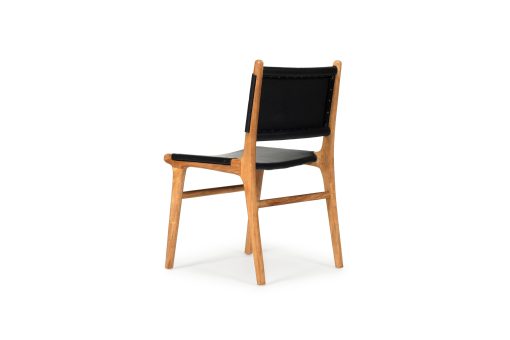 Witta Black Leather Dining Chair - teak frame - www.elkstone.com.au