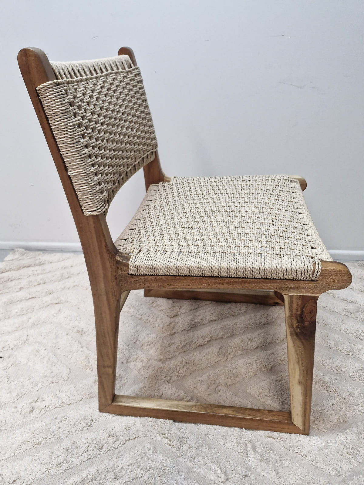 Sachelle Almond Wicker Dining Chair| Light Honey Timber Frame