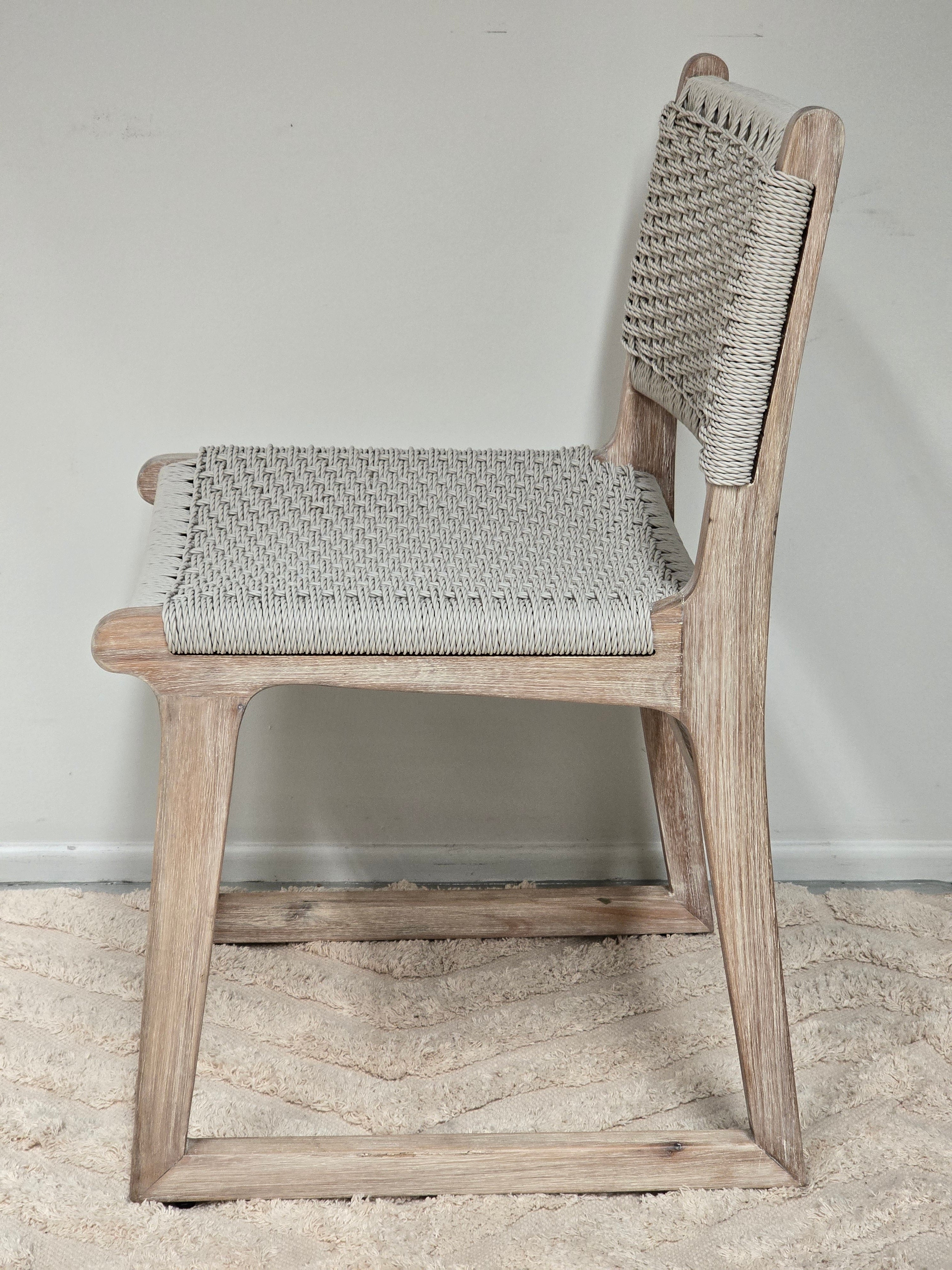 Sachelle Almond wicker dining chair with acacia timber ivory wash legs| indoor/ outdoor - www.elkstone.com.au