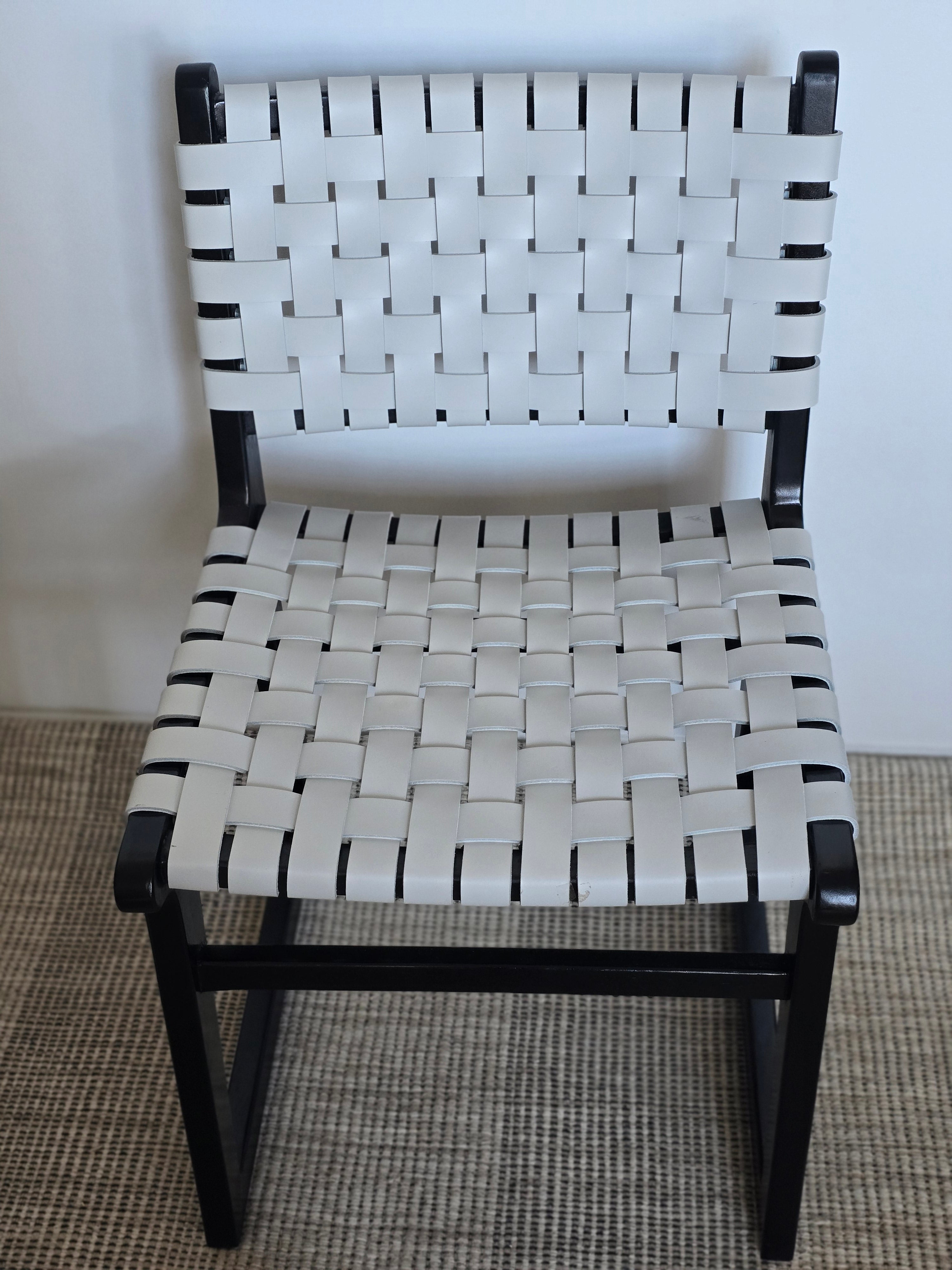 Aramay Grey Woven leather DiningChair with Black Acacia Timber frame - www.elkstone.com.au