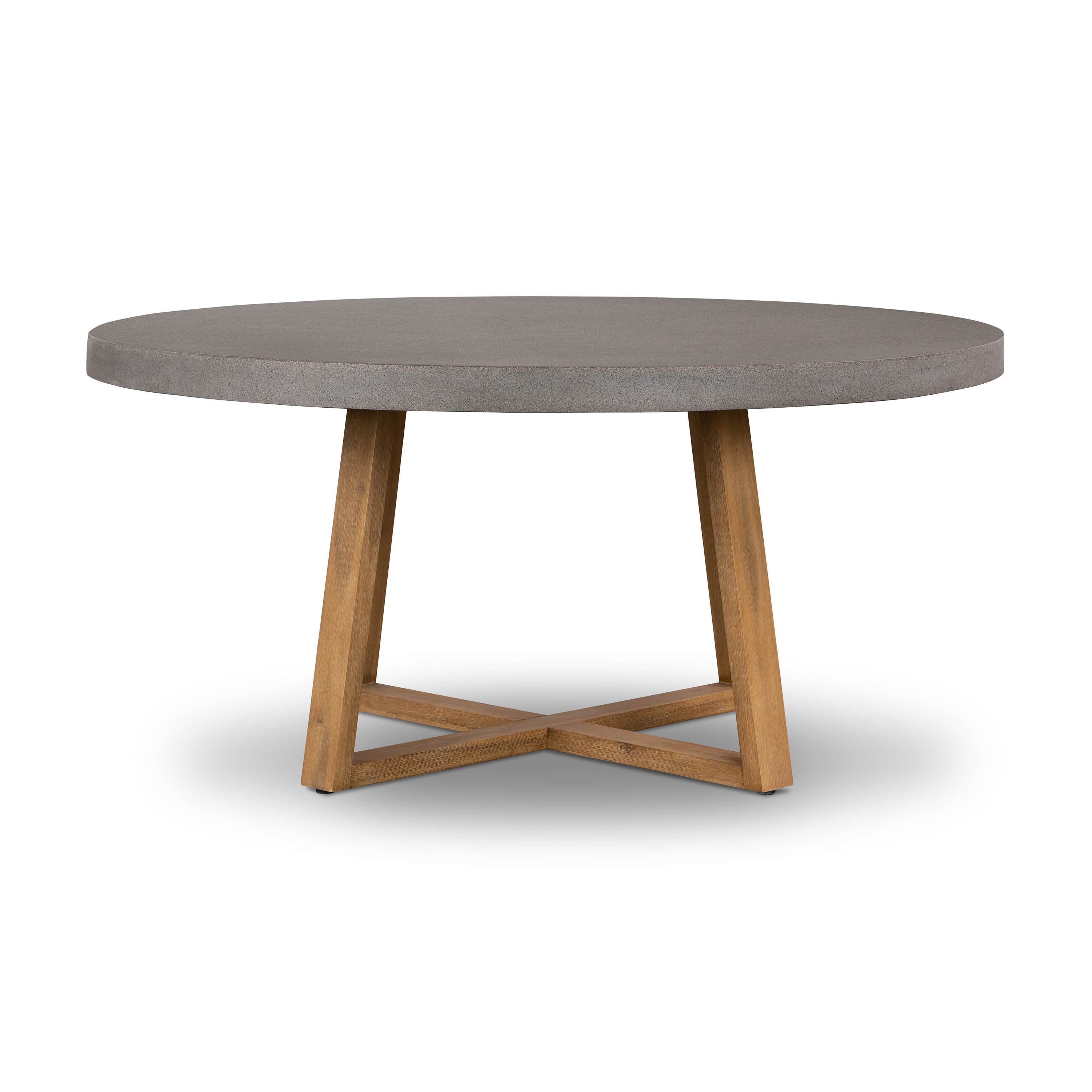1.6m Alta Round Dining Table | Speckled Grey with Light Honey Acacia Wood Legs - www.elkstone.com.au