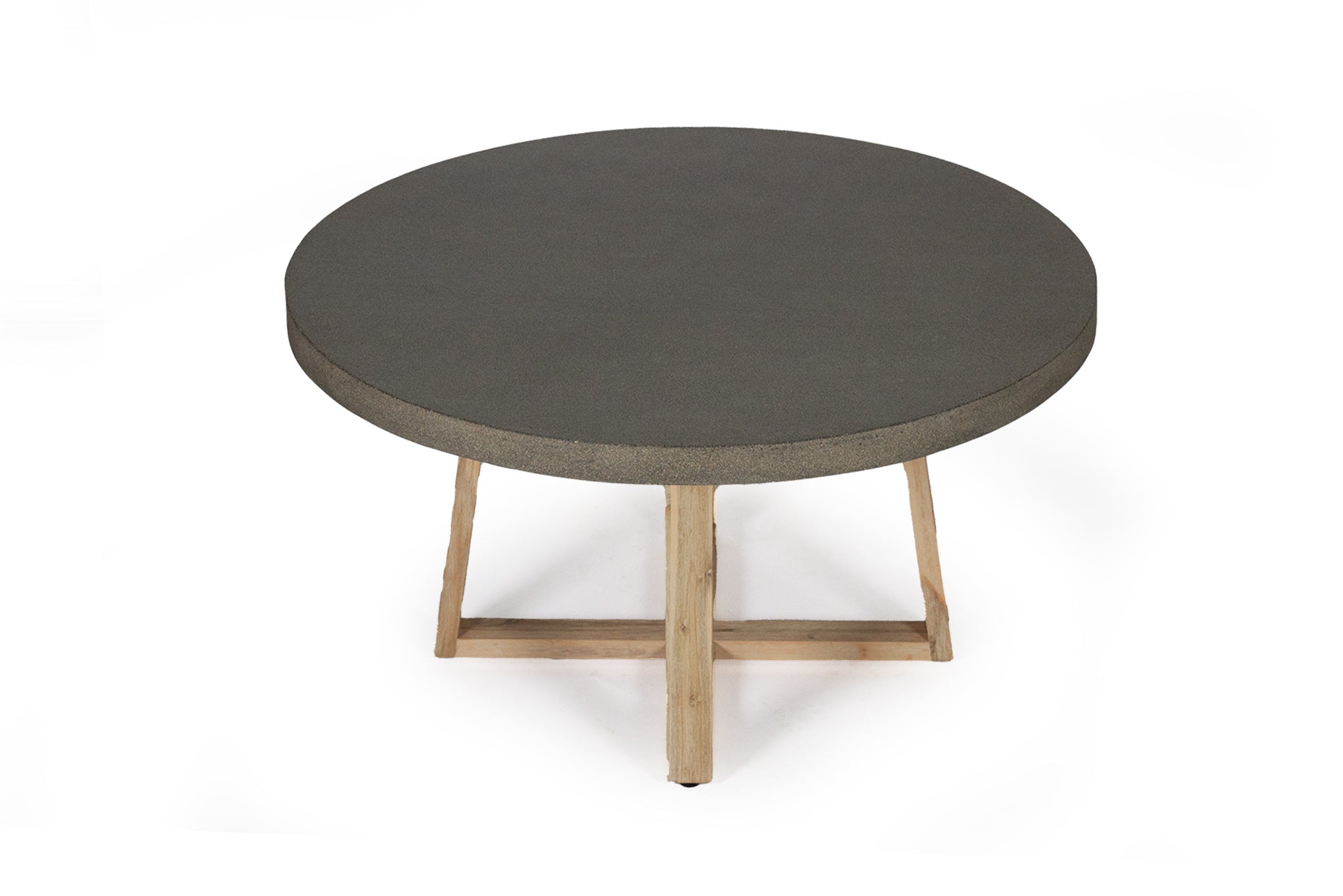 1.4m Alta Round Dining Table - Speckled Grey with Ivory Washed Timber Legs - www.elkstone.com.au