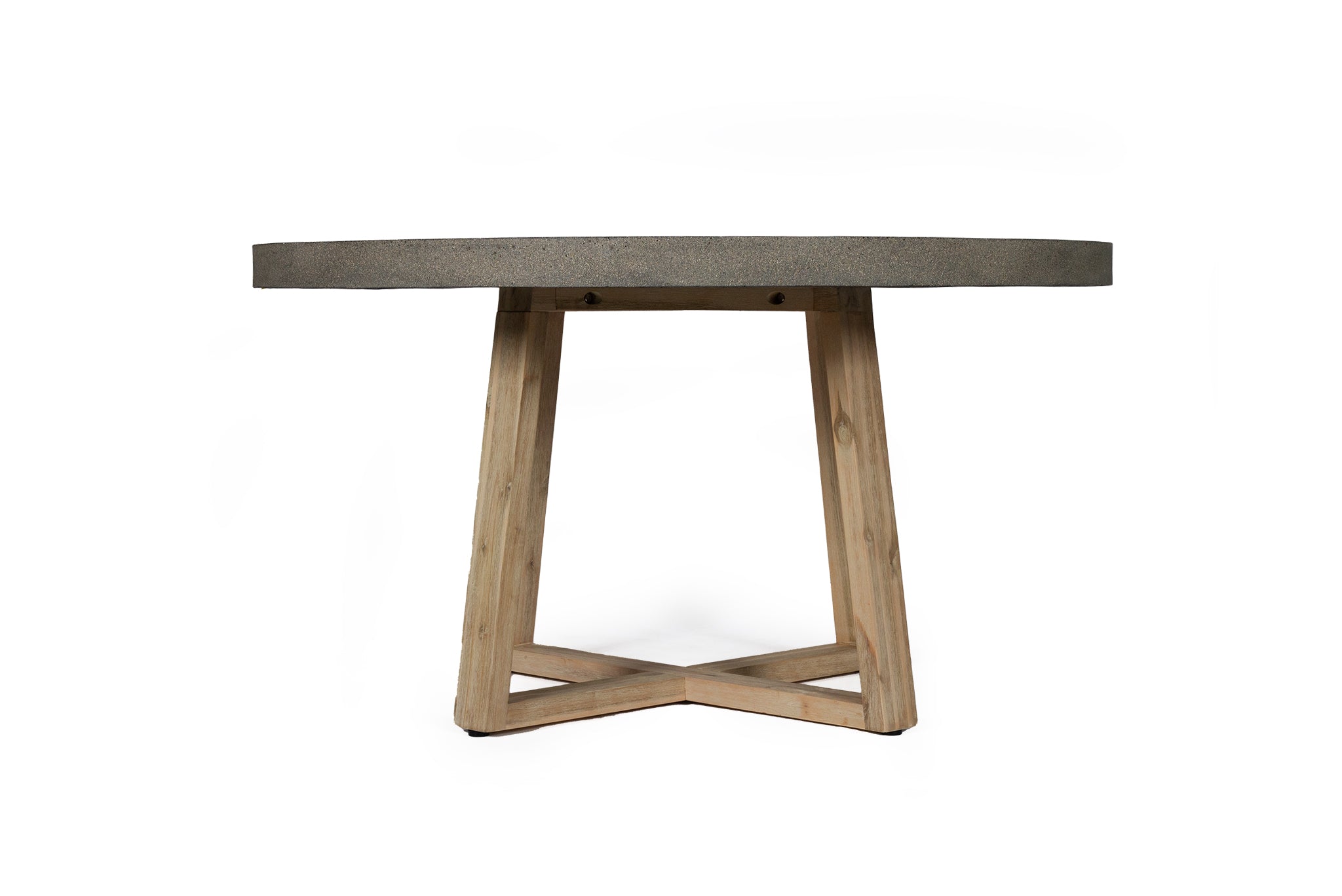 1.4m Alta Round Dining Table - Speckled Grey with Ivory Washed Timber Legs - www.elkstone.com.au