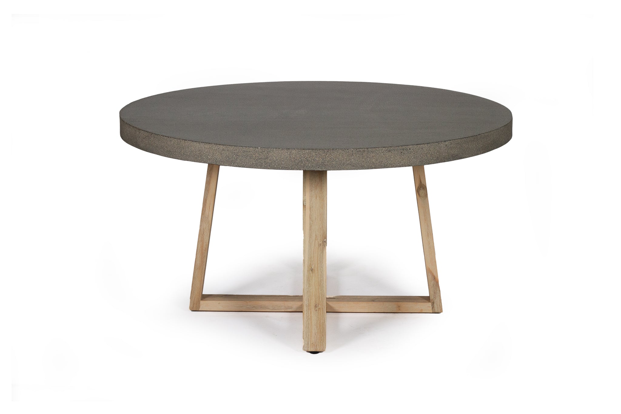 1.4m Alta Round Dining Table - Speckled Grey with Ivory Washed Timber Legs - www.elkstone.com.au