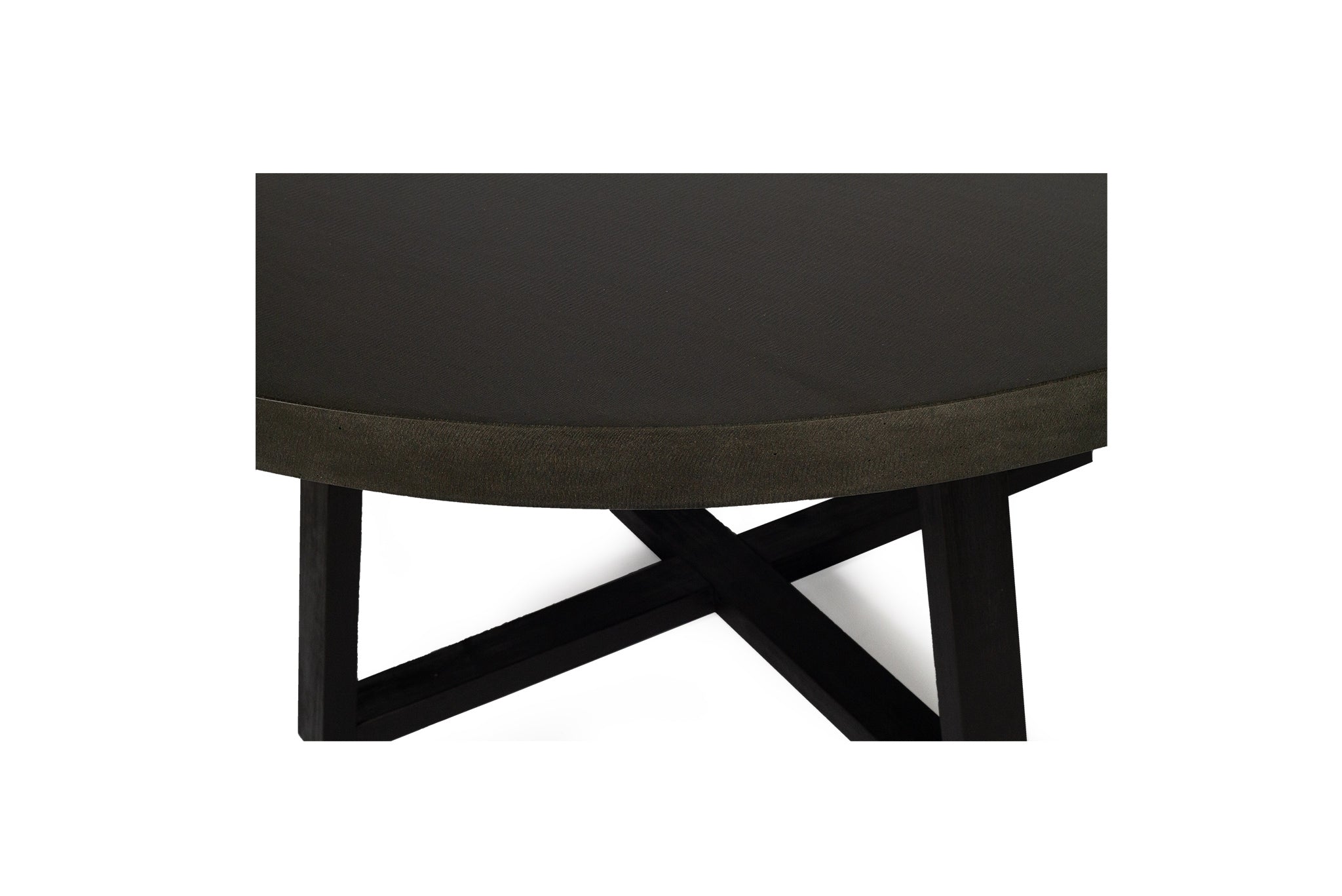 1.6m Alta Round Dining Table - Black top with Black Timber Legs - www.elkstone.com.au