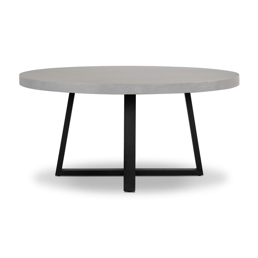 1.6m Alta Round Dining Table | Pebble Grey with Black Metal Legs - www.elkstone.com.au