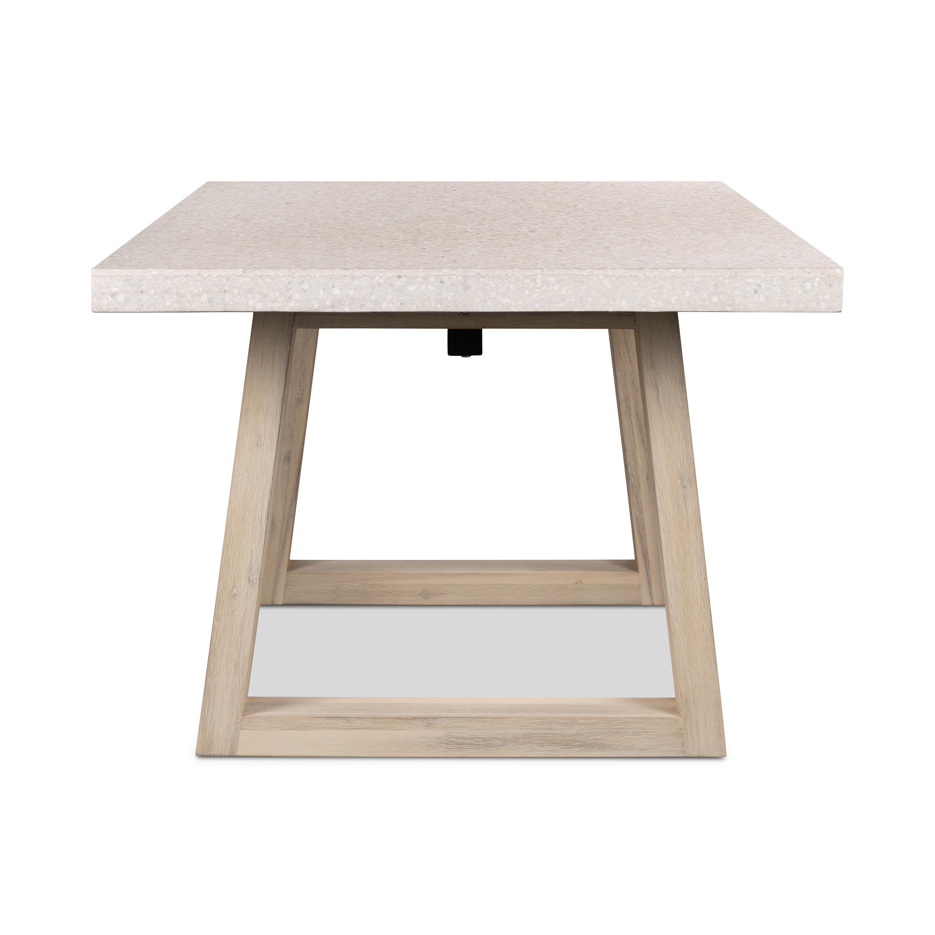 2.0m eTerrazzo Rectangular Dining Table | Ivory Coast with Wide Ivory Wash Legs - www.elkstone.com.au