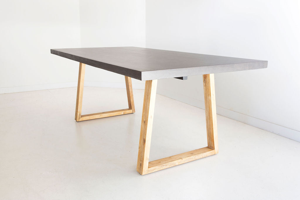 2.0m Alta Rectangular Dining Table - Black with Light Honey Timber Legs - www.elkstone.com.au