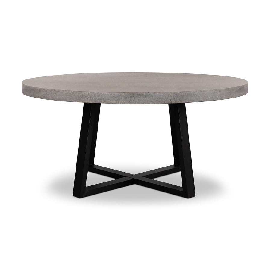 1.6m Alta Round Dining Table | Speckled Grey with Black Metal Legs - www.elkstone.com.au