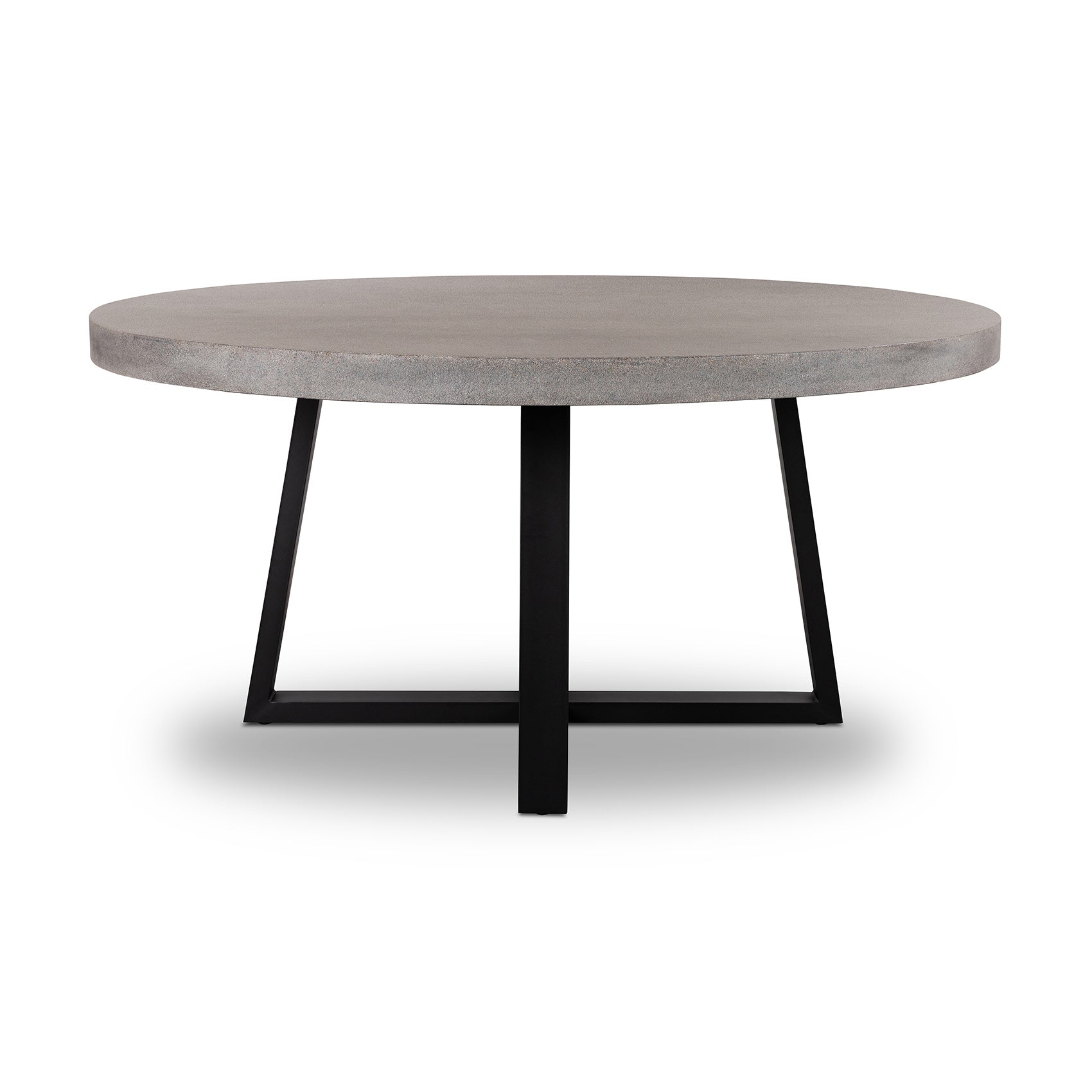 1.6m Alta Round Dining Table | Speckled Grey with Black Metal Legs - www.elkstone.com.au