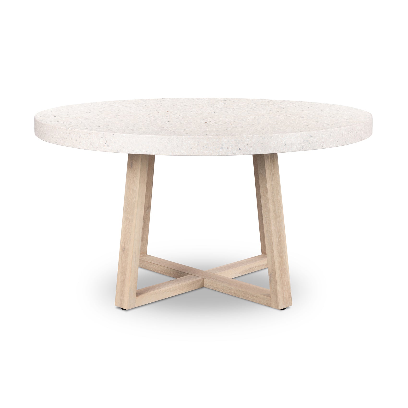 1.4m eTerrazzo Round Dining Table | Ivory Coast with Ivory Washed Acacia Wood Legs - www.elkstone.com.au