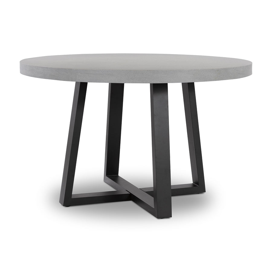 1.2m Alta Round Dining Table | Pebble Grey with Black Metal Legs - www.elkstone.com.au