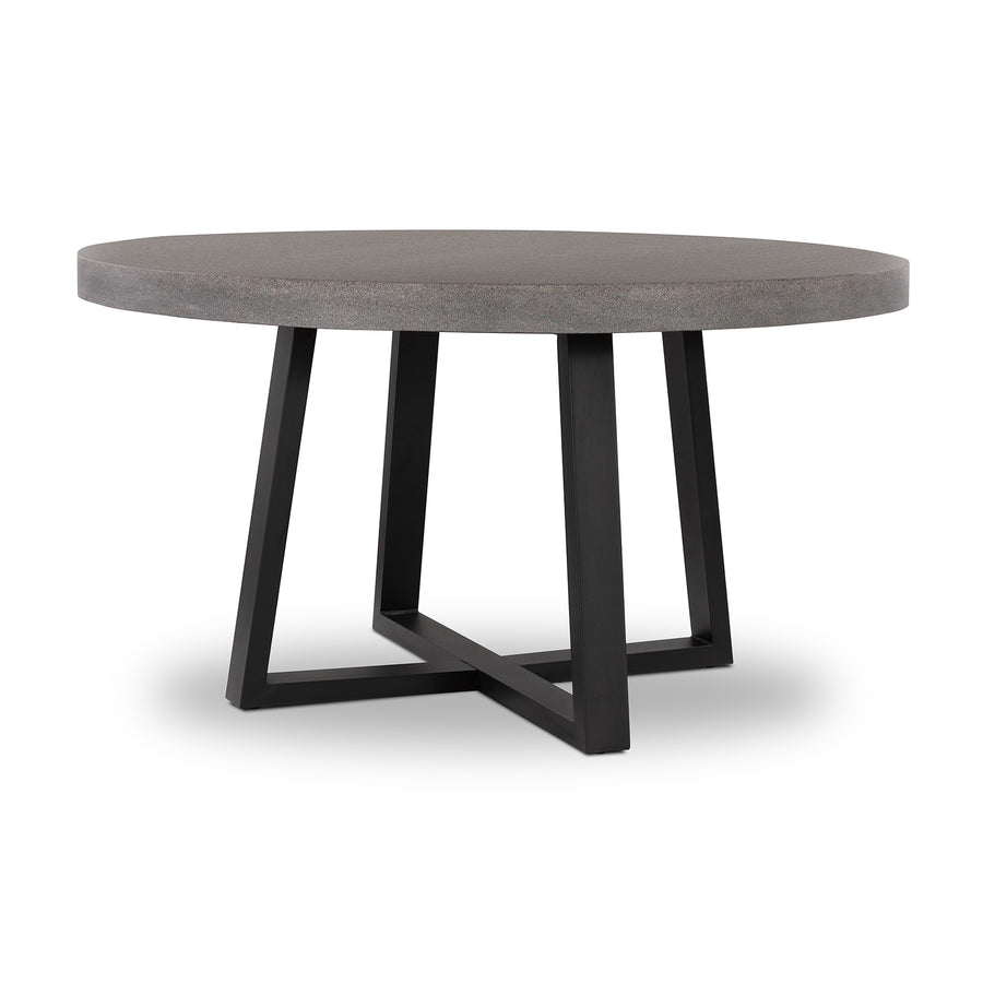 1.4m Alta Round Dining Table | Speckled Grey with Black Metal Legs - www.elkstone.com.au