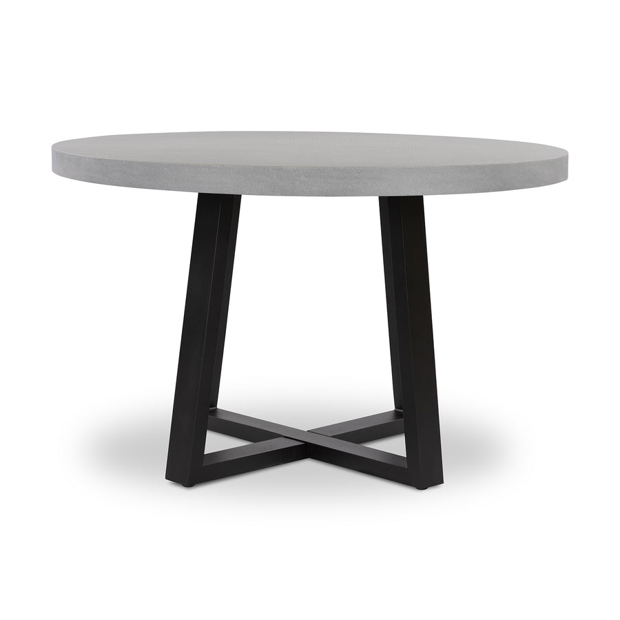 1.2m Alta Round Dining Table | Pebble Grey with Black Metal Legs - www.elkstone.com.au