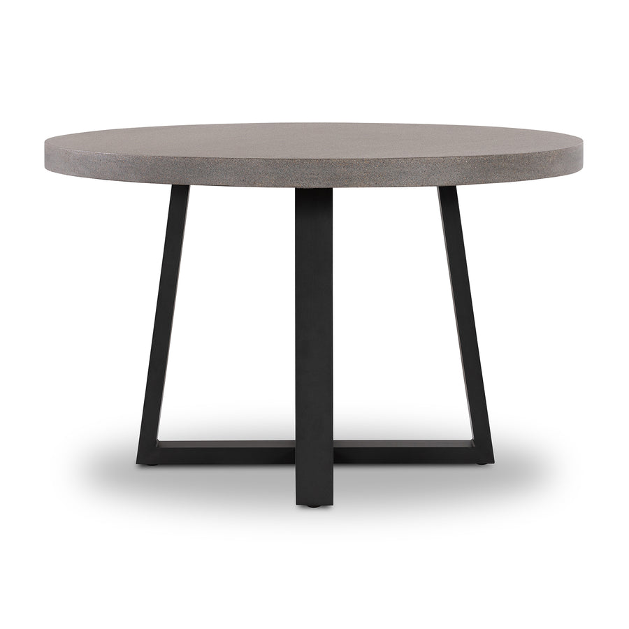 1.2m Alta Round Dining Table | Speckled Grey with Black Metal Legs - www.elkstone.com.au