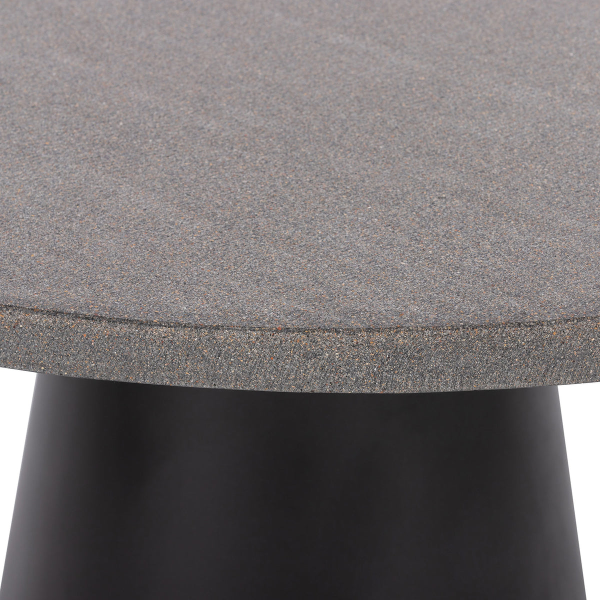 1.2m Avalon Round Dining Table | Speckled Grey with Black Metal Cone Base - www.elkstone.com.au