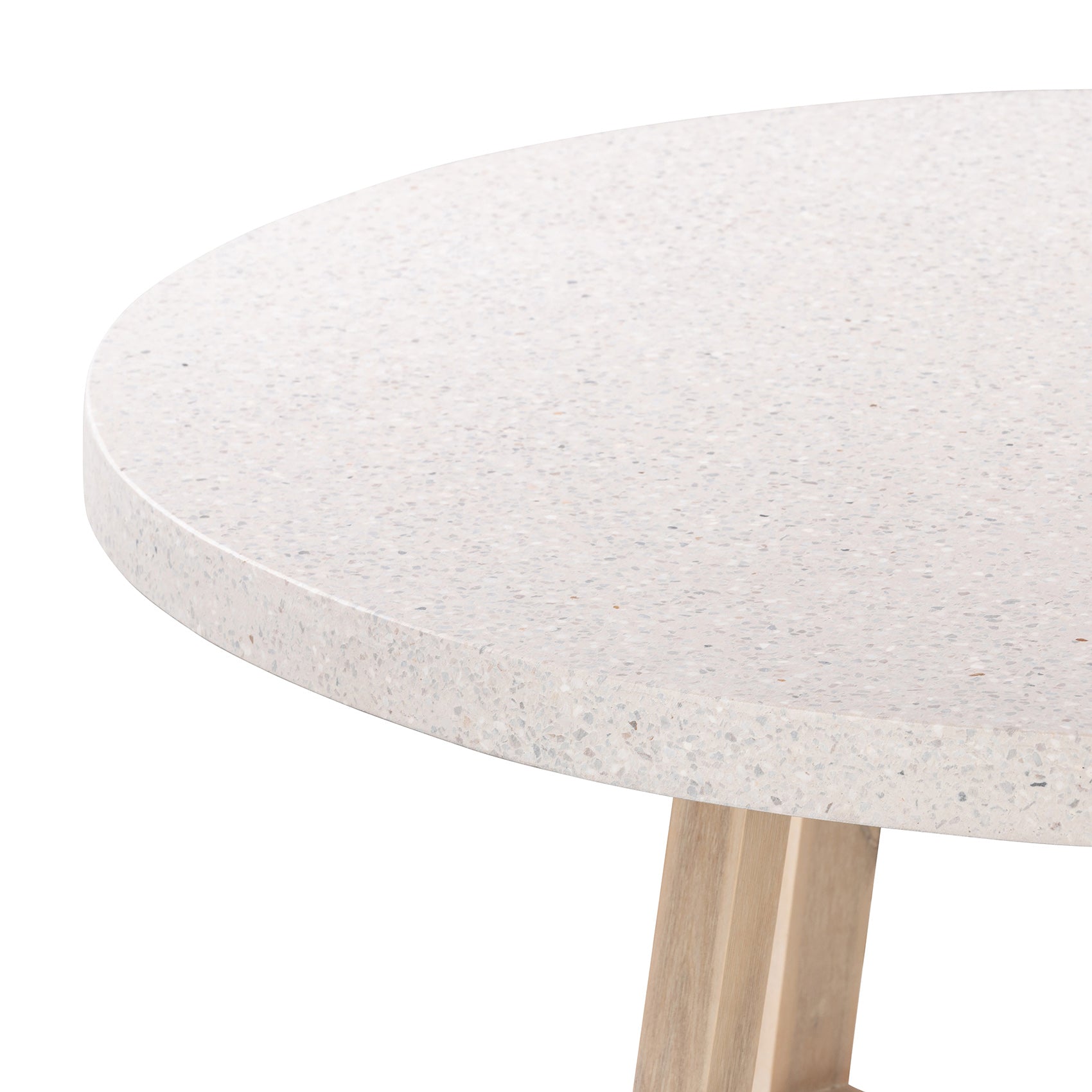 1.6m eTerrazzo Round Dining Table | Ivory Coast with Ivory Washed Acacia Wood Legs - www.elkstone.com.au