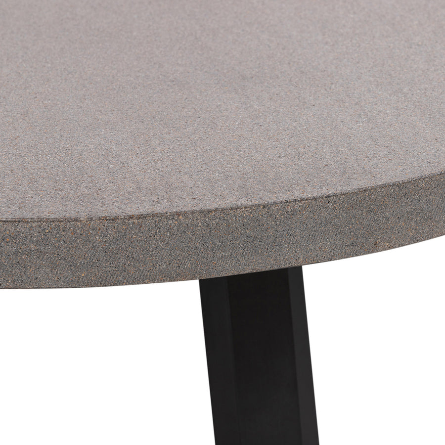 1.2m Alta Round Dining Table | Speckled Grey with Black Metal Legs - www.elkstone.com.au