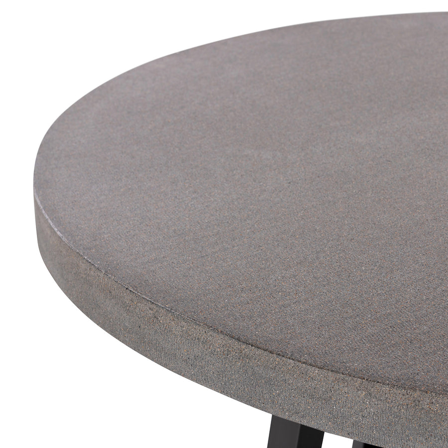 1.4m Alta Round Dining Table | Speckled Grey with Black Metal Legs - www.elkstone.com.au