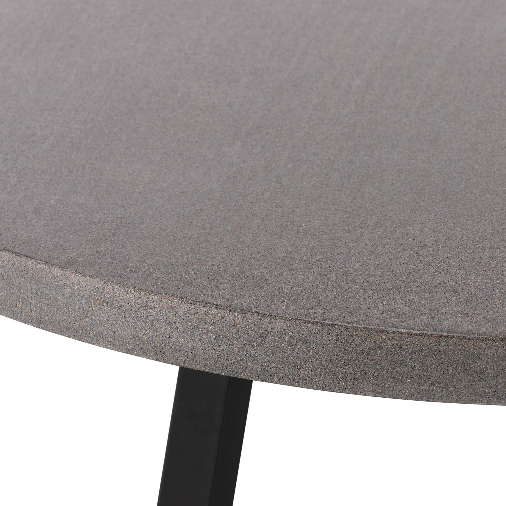 1.6m Alta Round Dining Table | Speckled Grey with Black Metal Legs - www.elkstone.com.au